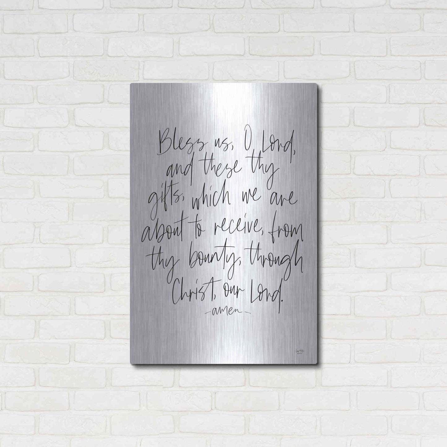 Luxe Metal Art 'Bless Us on White' by Lux + Me Designs, Metal Wall Art,24x36