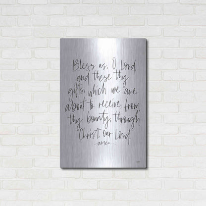 Luxe Metal Art 'Bless Us on White' by Lux + Me Designs, Metal Wall Art,24x36