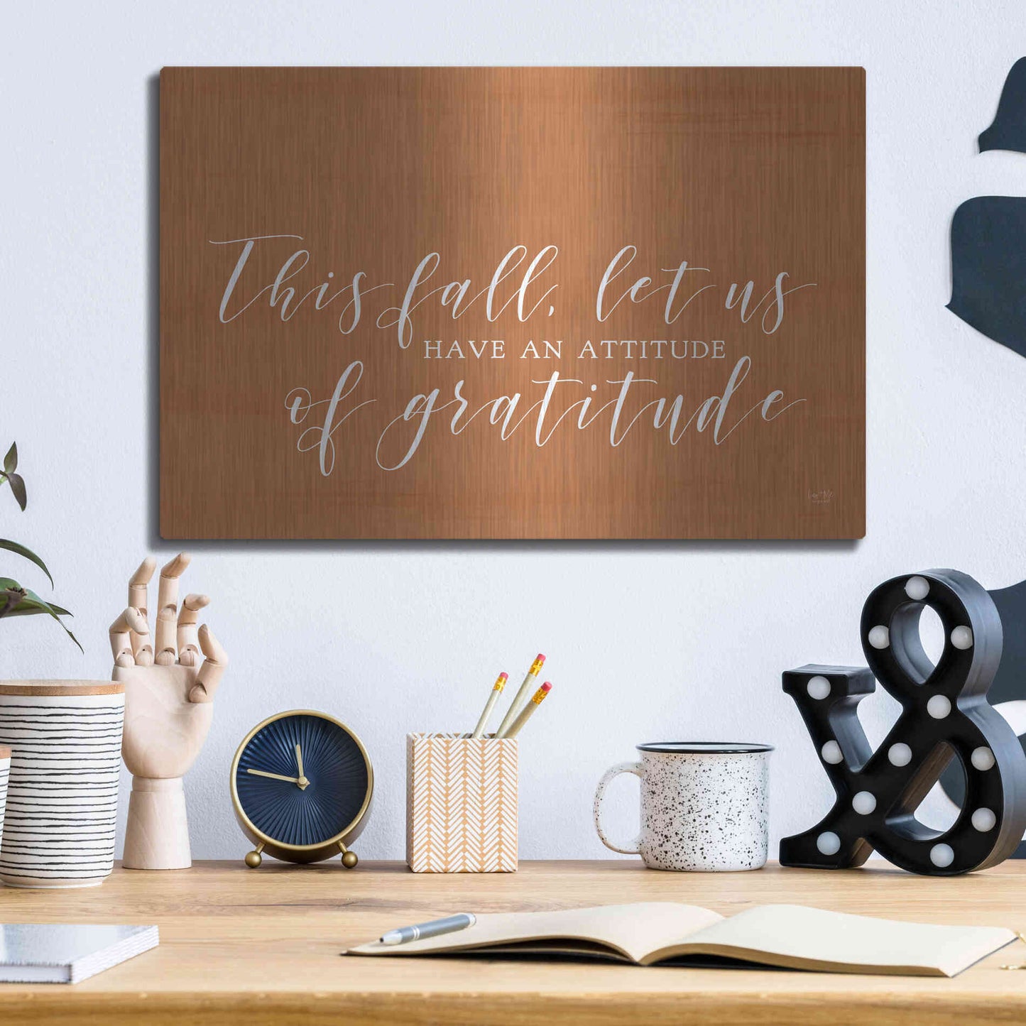 Luxe Metal Art 'Attitude of Gratitude' by Lux + Me Designs, Metal Wall Art,16x12