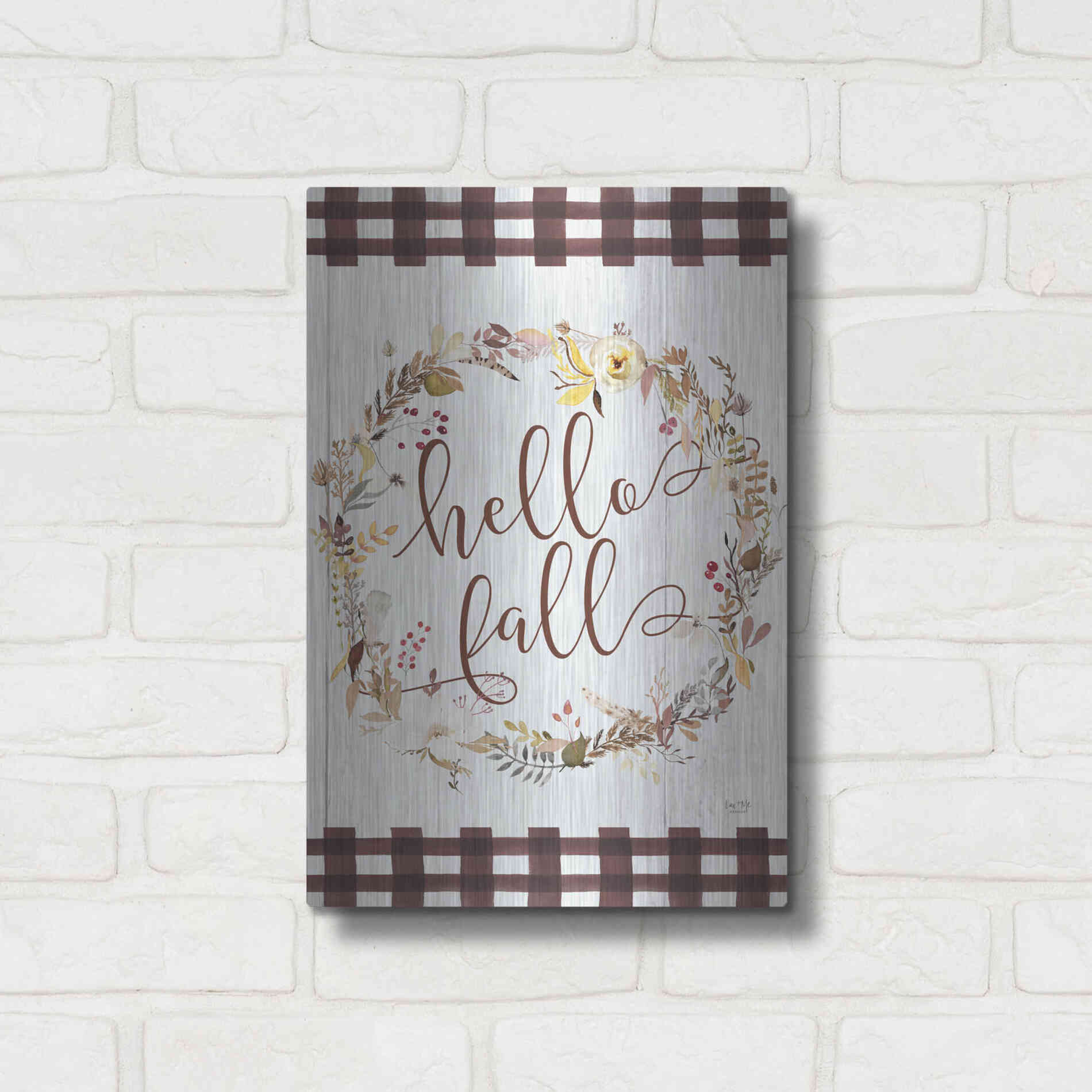 Luxe Metal Art 'Hello Fall' by Lux + Me Designs, Metal Wall Art,12x16