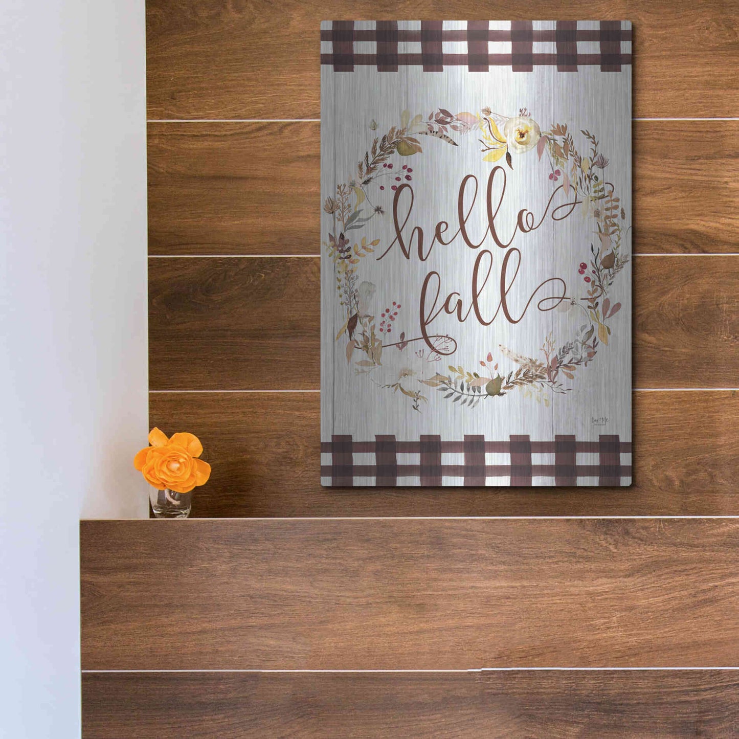 Luxe Metal Art 'Hello Fall' by Lux + Me Designs, Metal Wall Art,12x16