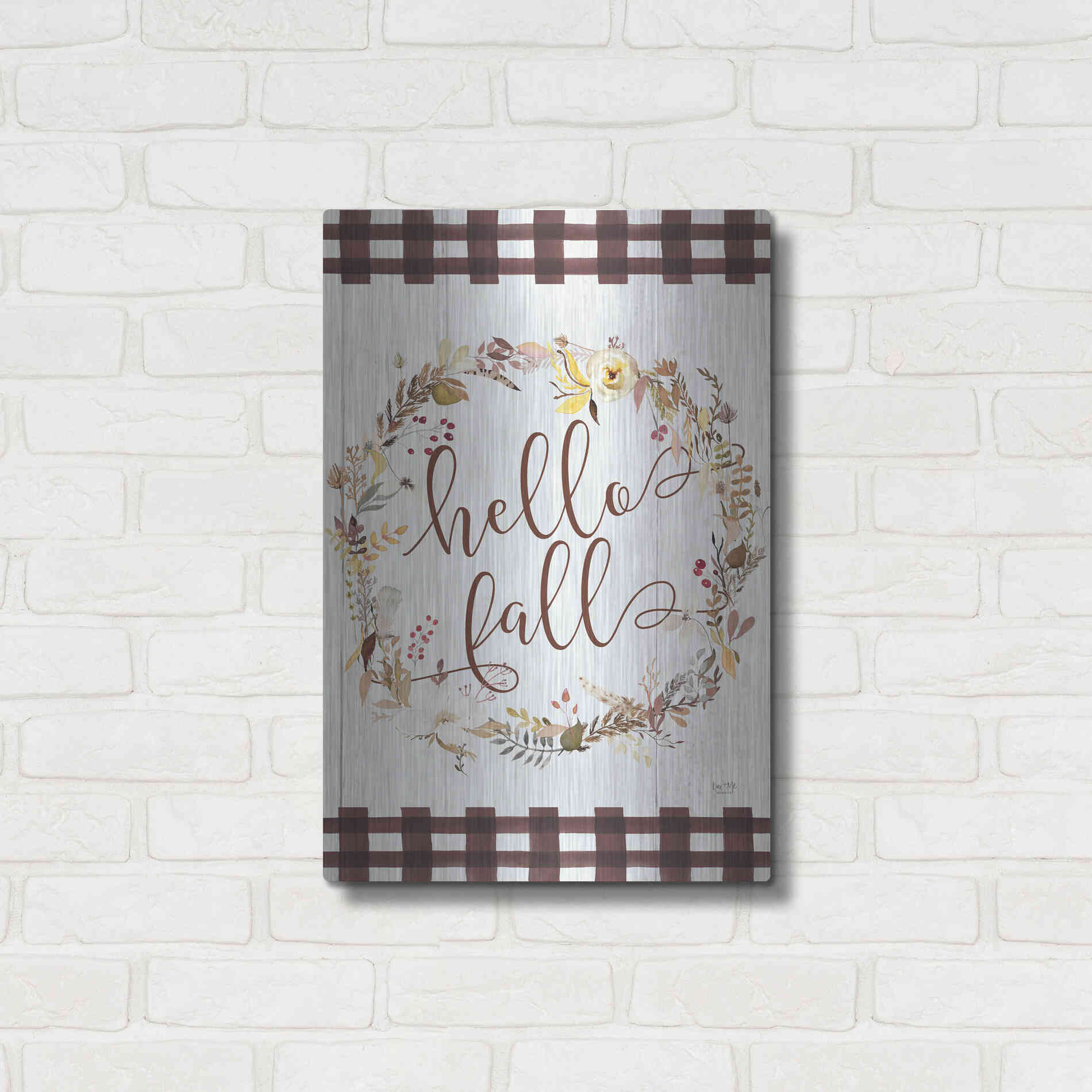 Luxe Metal Art 'Hello Fall' by Lux + Me Designs, Metal Wall Art,16x24