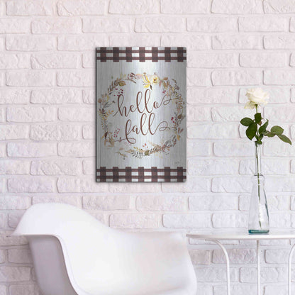 Luxe Metal Art 'Hello Fall' by Lux + Me Designs, Metal Wall Art,16x24