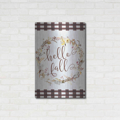 Luxe Metal Art 'Hello Fall' by Lux + Me Designs, Metal Wall Art,24x36