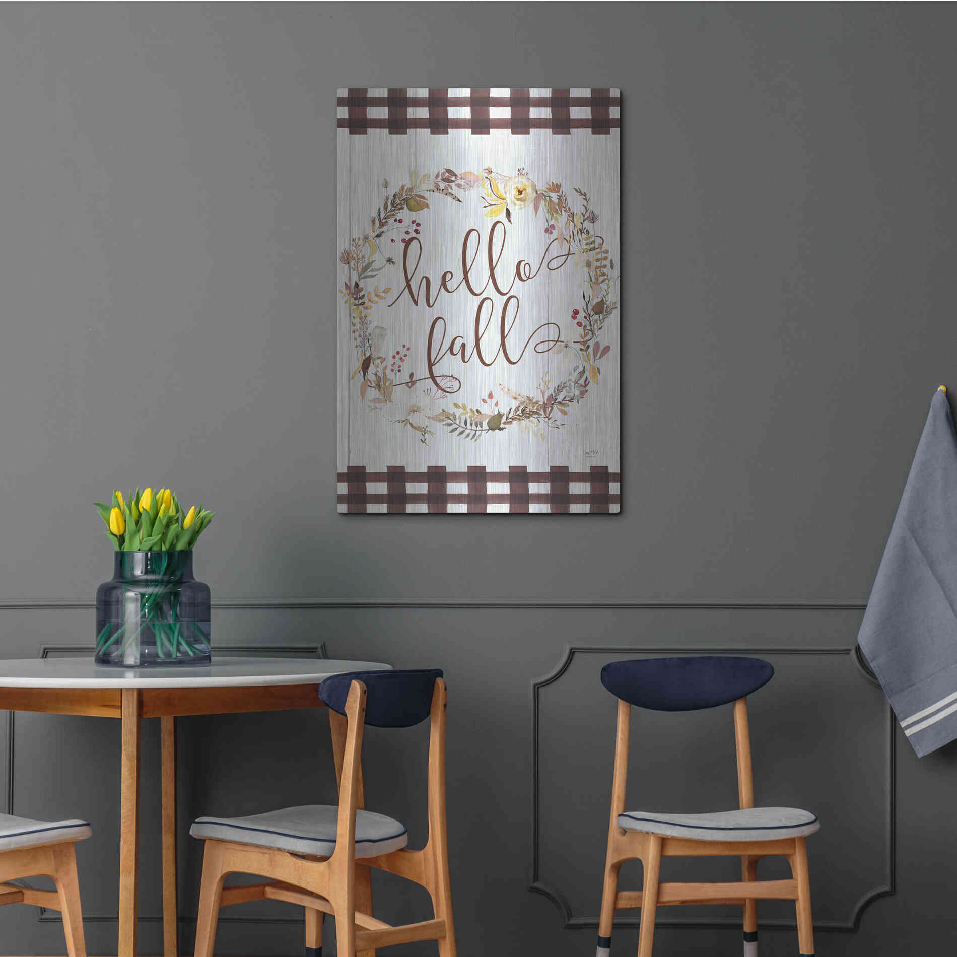 Luxe Metal Art 'Hello Fall' by Lux + Me Designs, Metal Wall Art,24x36