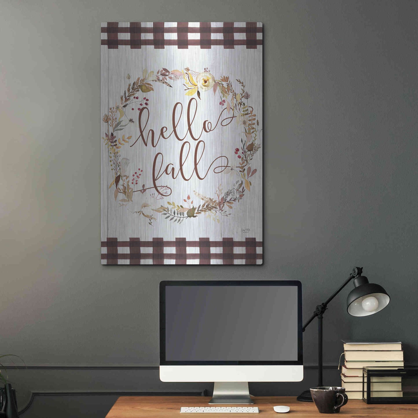 Luxe Metal Art 'Hello Fall' by Lux + Me Designs, Metal Wall Art,24x36