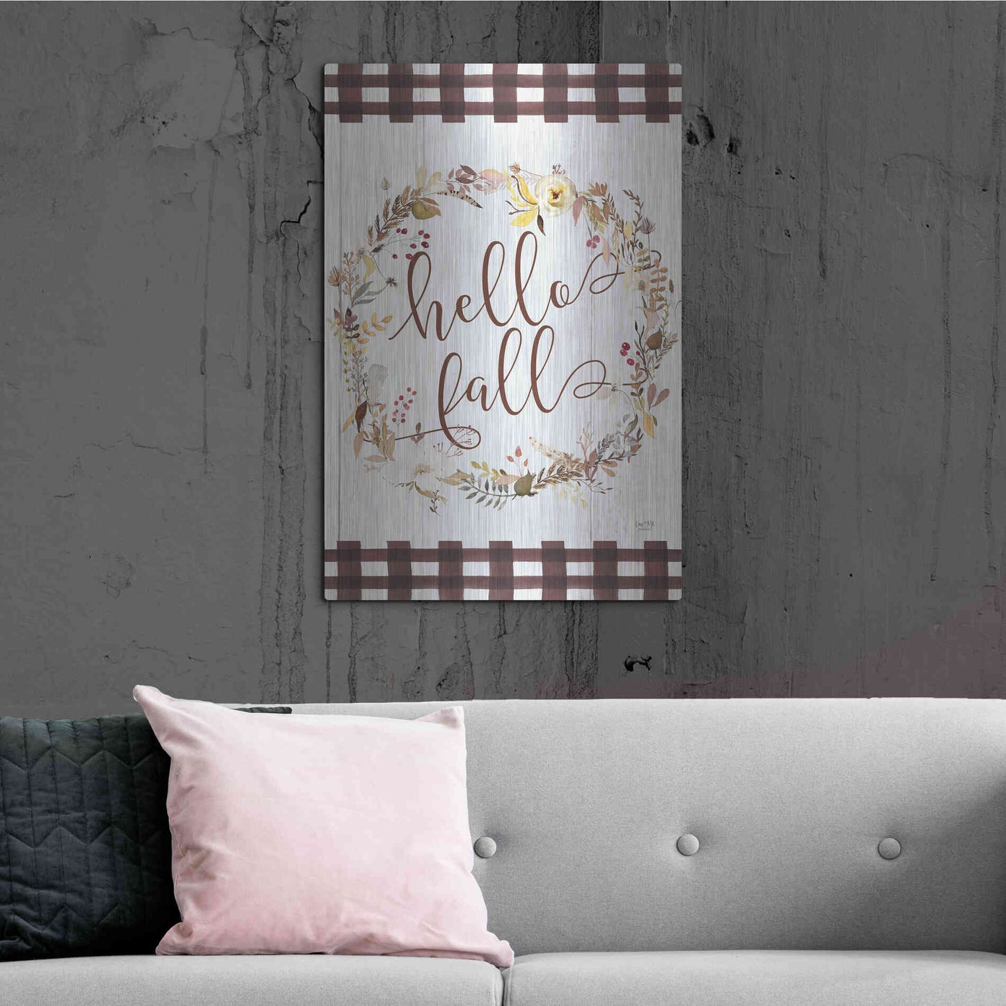 Luxe Metal Art 'Hello Fall' by Lux + Me Designs, Metal Wall Art,24x36