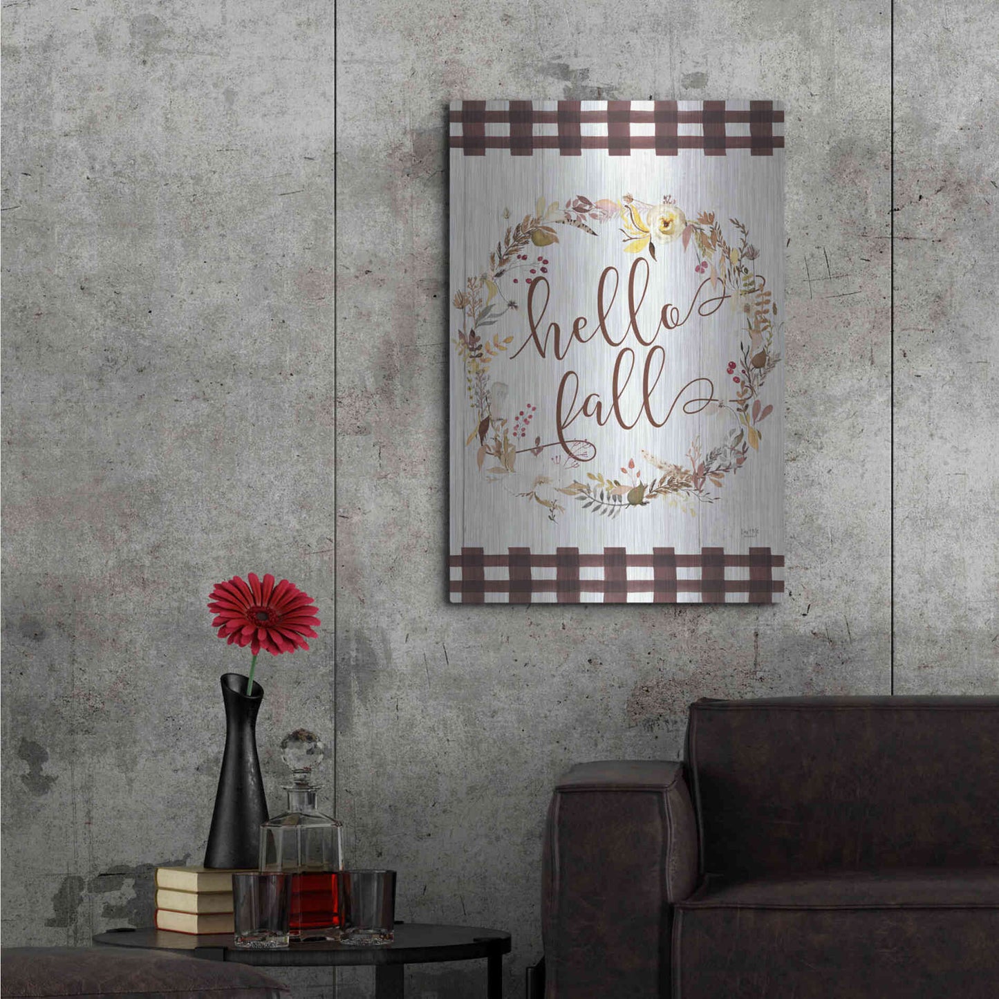 Luxe Metal Art 'Hello Fall' by Lux + Me Designs, Metal Wall Art,24x36