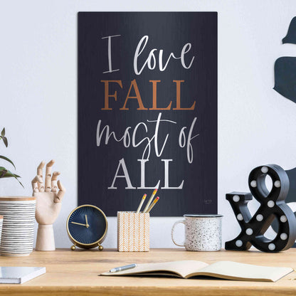 Luxe Metal Art 'I Love Fall' by Lux + Me Designs, Metal Wall Art,12x16