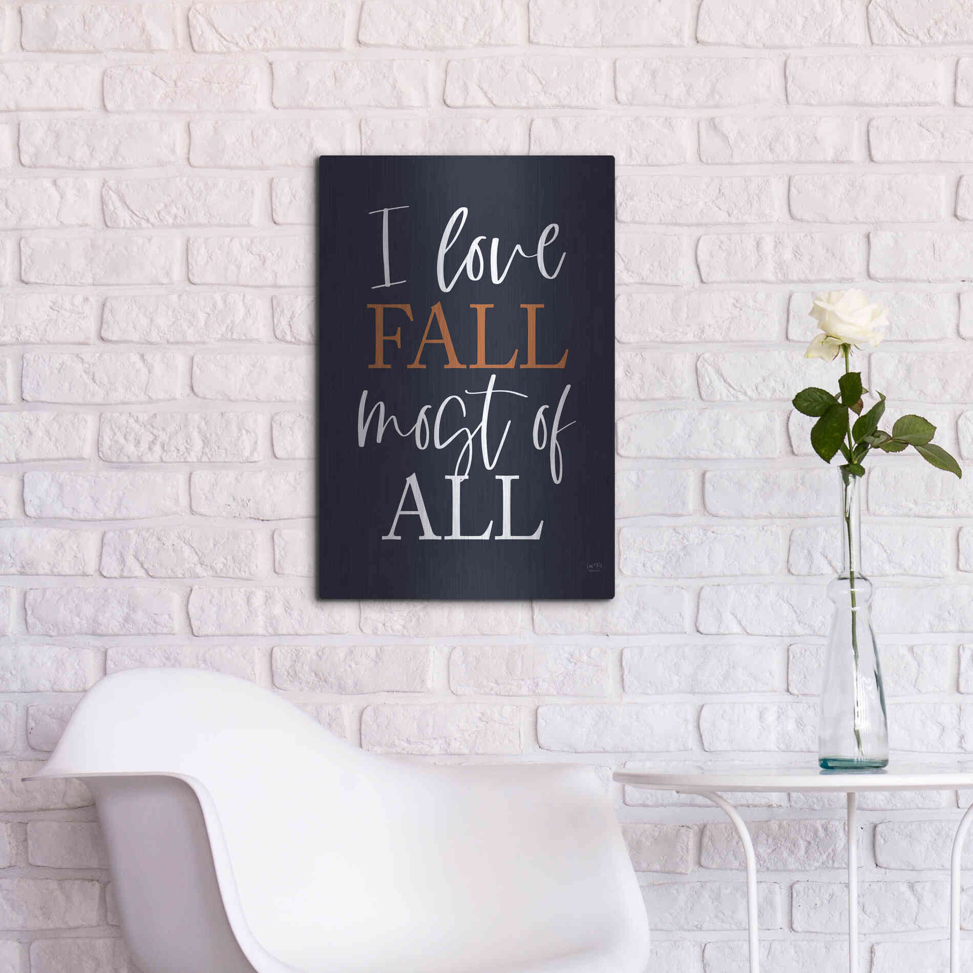 Luxe Metal Art 'I Love Fall' by Lux + Me Designs, Metal Wall Art,16x24