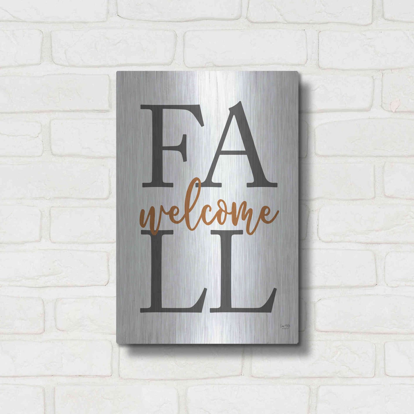 Luxe Metal Art 'Welcome Fall' by Lux + Me Designs, Metal Wall Art,12x16