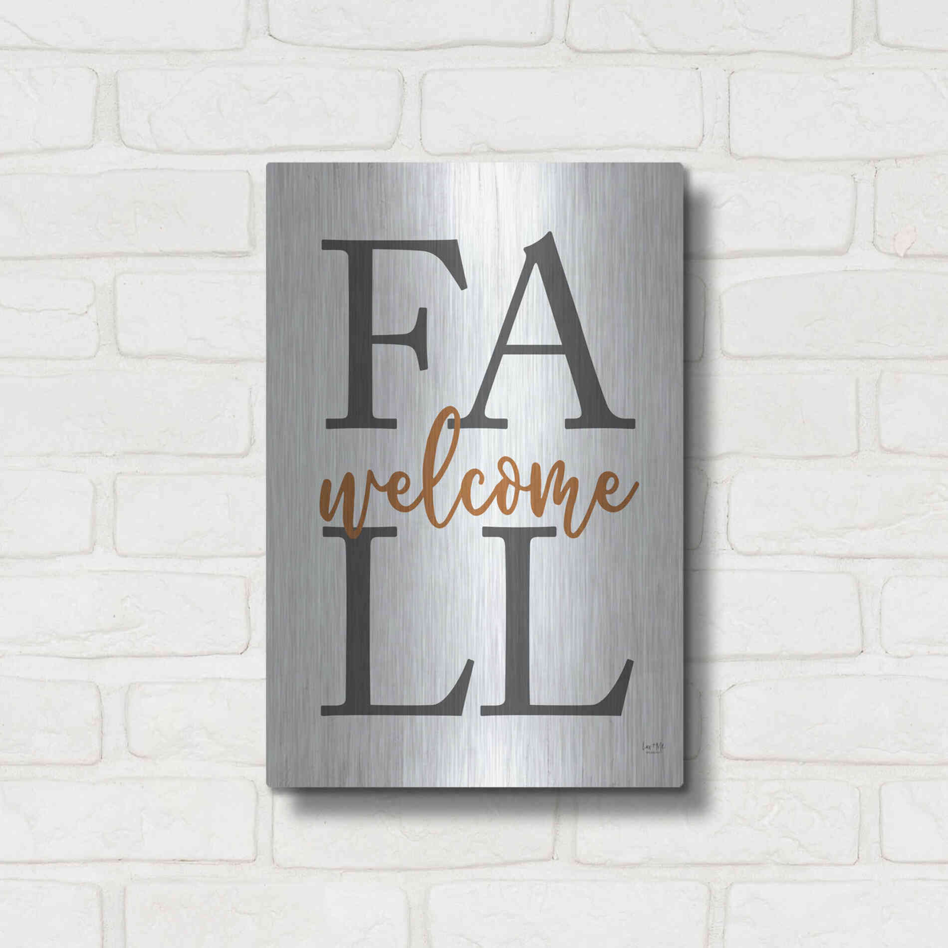 Luxe Metal Art 'Welcome Fall' by Lux + Me Designs, Metal Wall Art,12x16