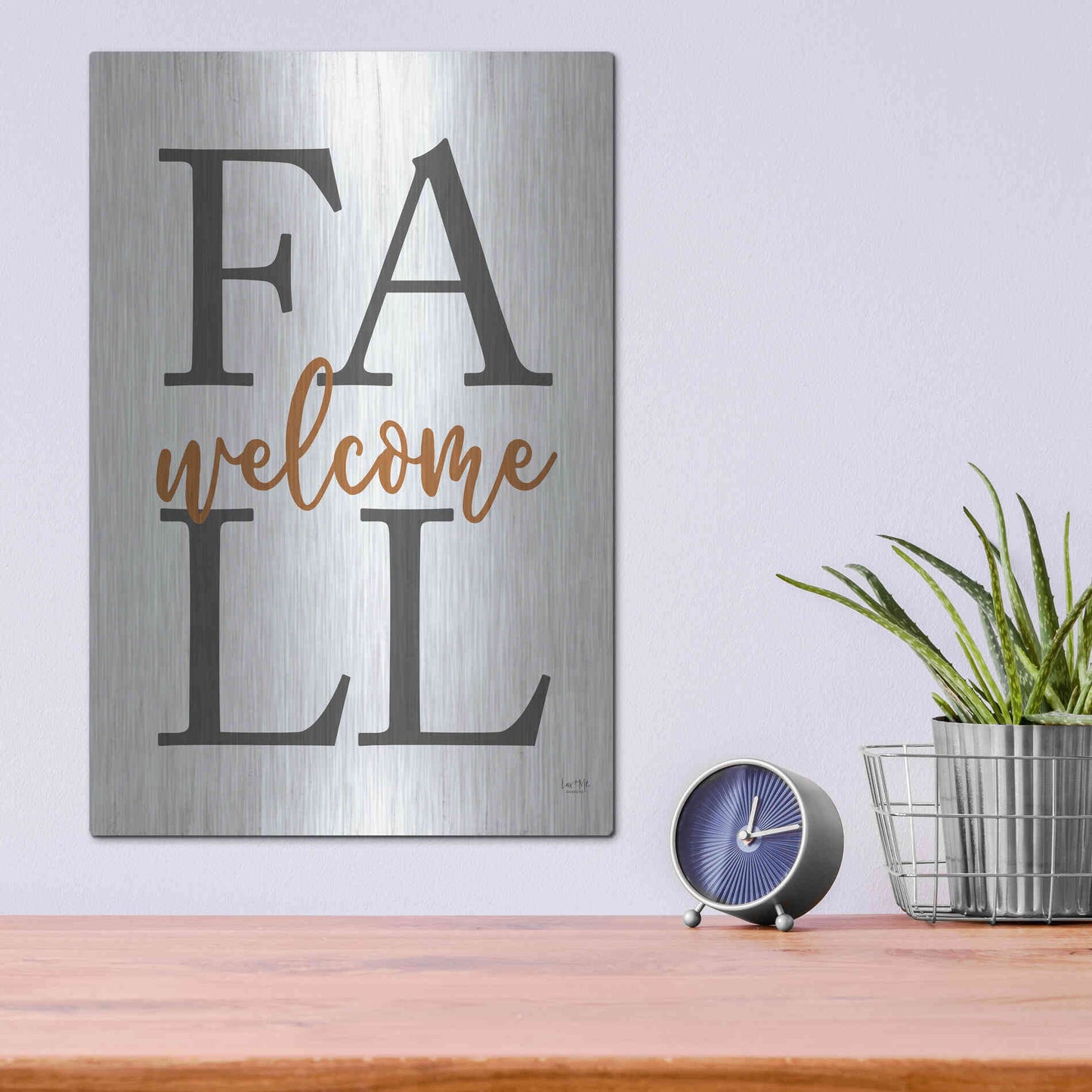 Luxe Metal Art 'Welcome Fall' by Lux + Me Designs, Metal Wall Art,12x16
