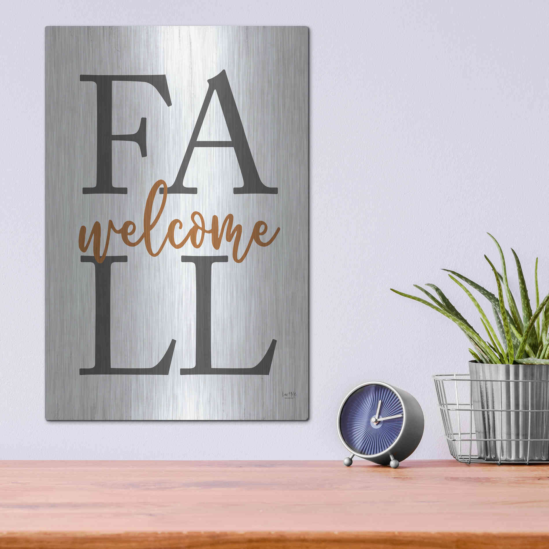 Luxe Metal Art 'Welcome Fall' by Lux + Me Designs, Metal Wall Art,12x16
