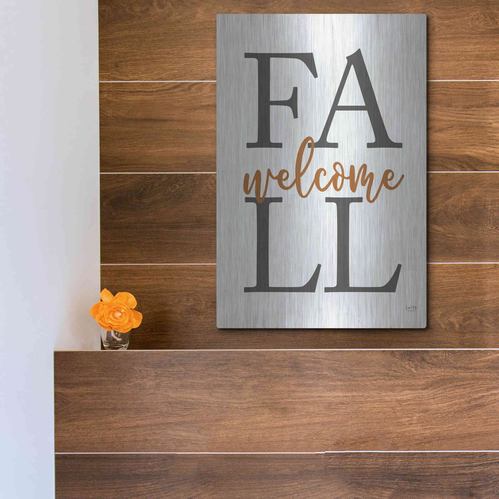 Luxe Metal Art 'Welcome Fall' by Lux + Me Designs, Metal Wall Art,12x16