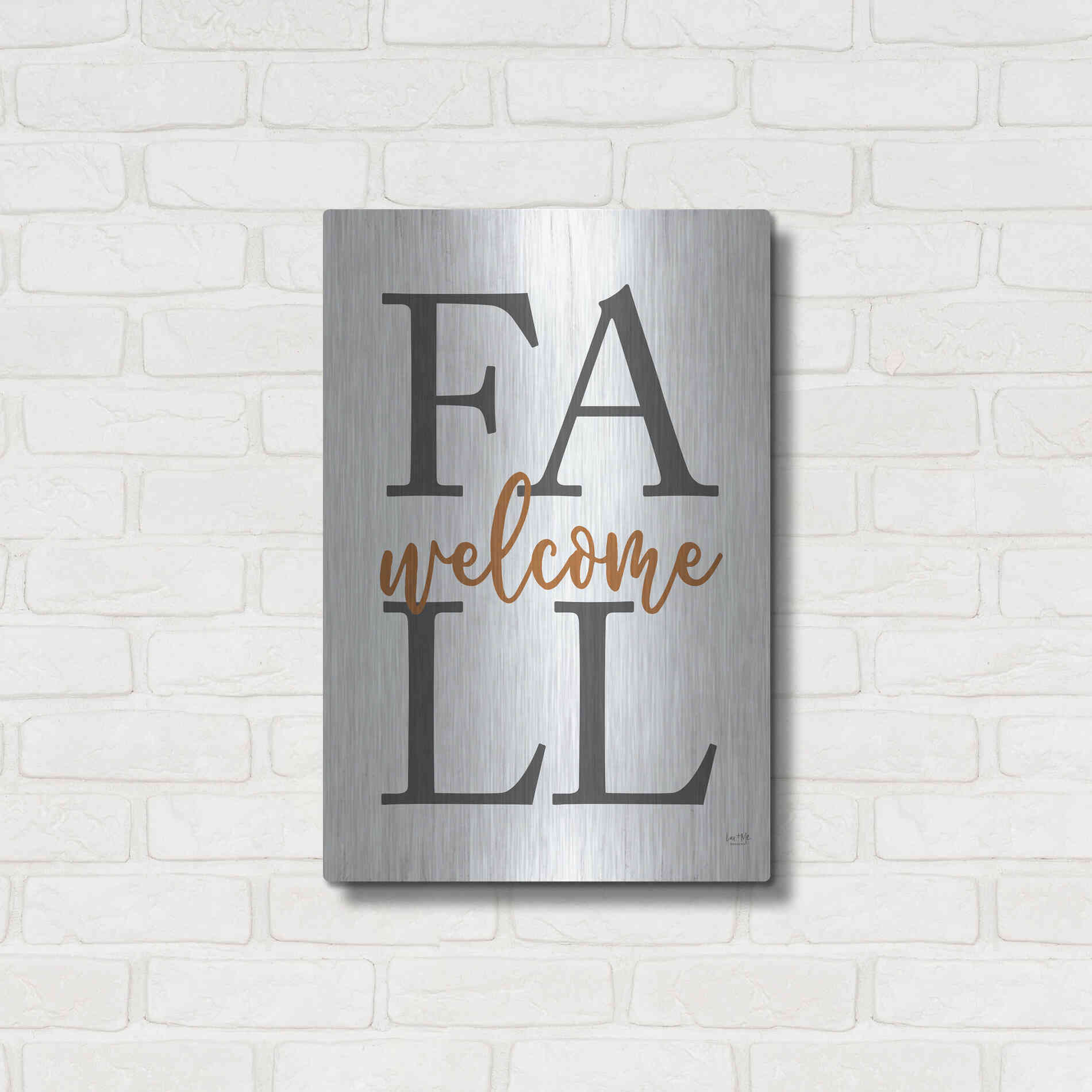 Luxe Metal Art 'Welcome Fall' by Lux + Me Designs, Metal Wall Art,16x24