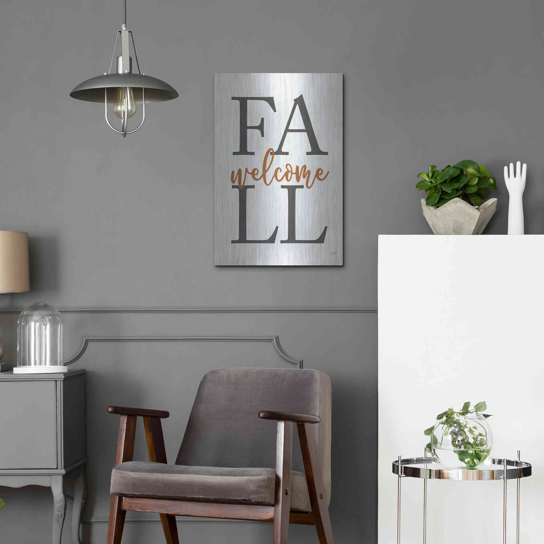 Luxe Metal Art 'Welcome Fall' by Lux + Me Designs, Metal Wall Art,16x24