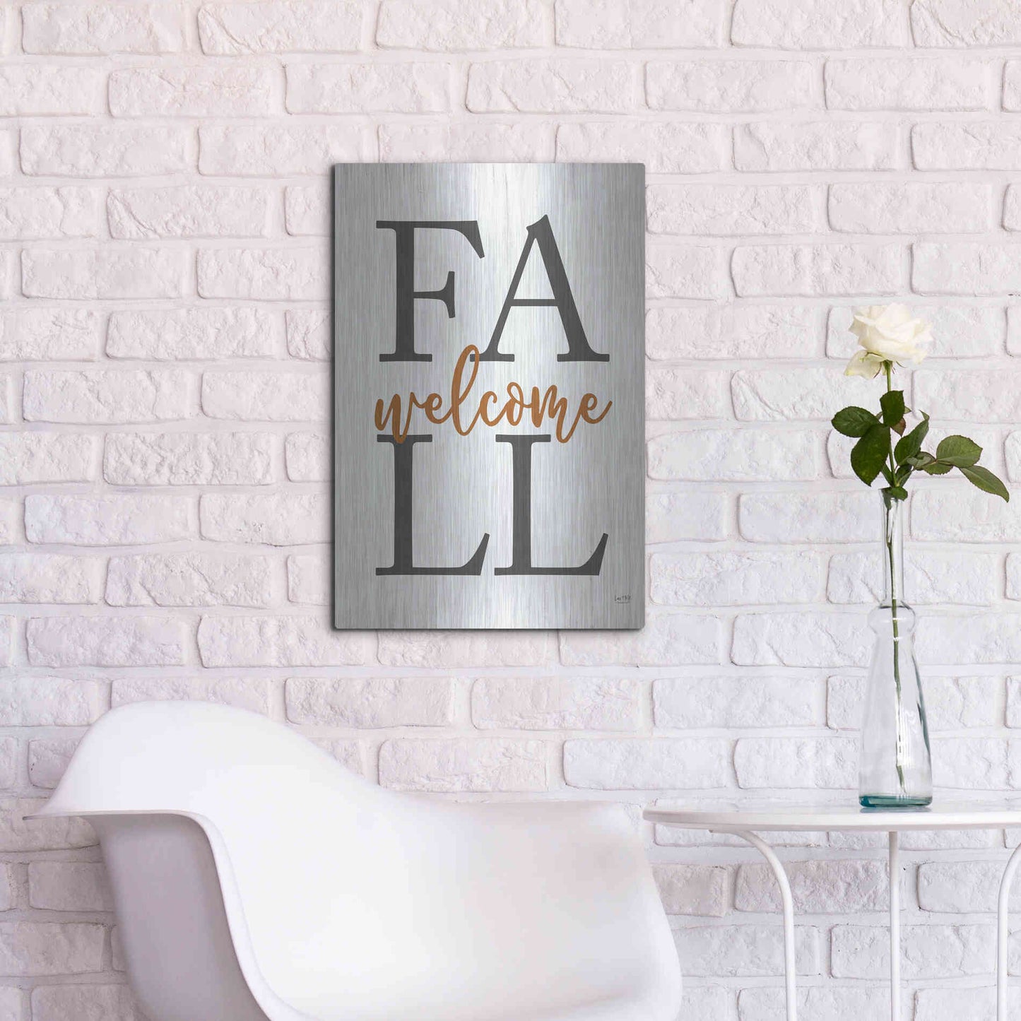 Luxe Metal Art 'Welcome Fall' by Lux + Me Designs, Metal Wall Art,16x24