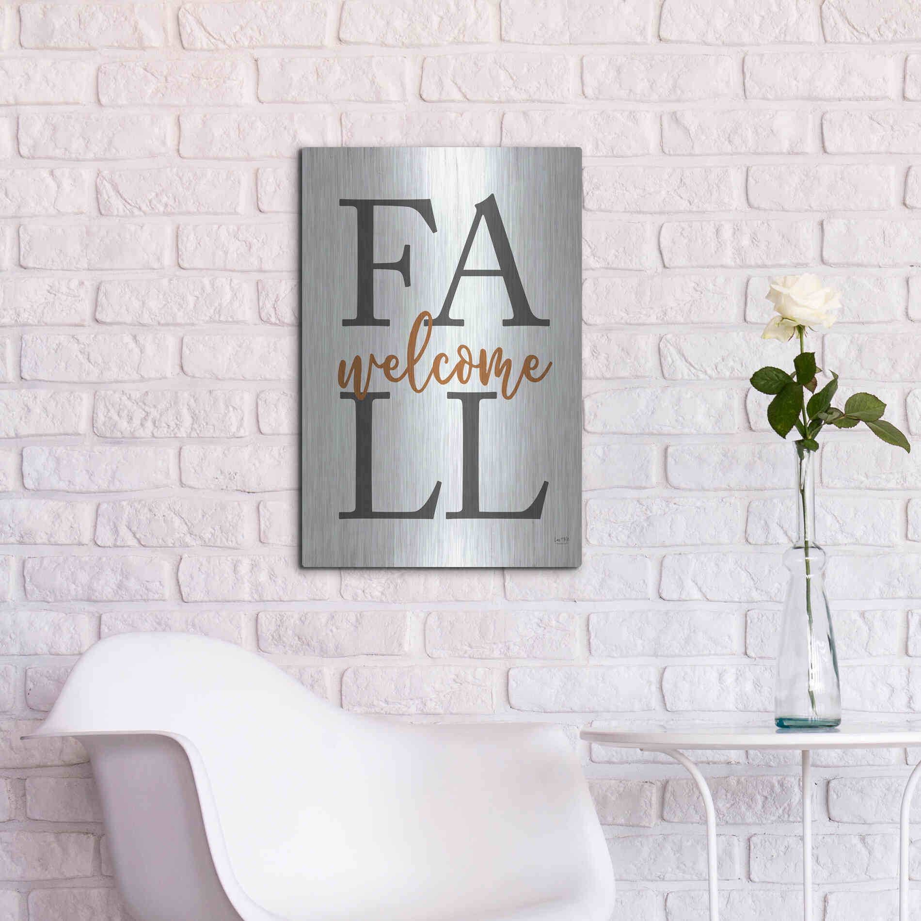 Luxe Metal Art 'Welcome Fall' by Lux + Me Designs, Metal Wall Art,16x24