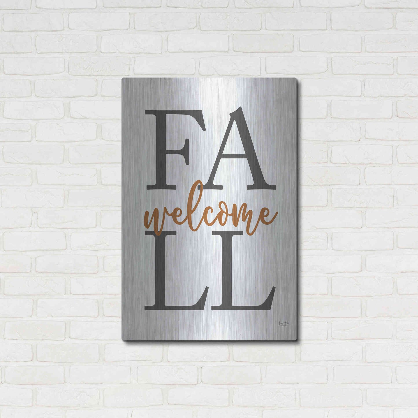 Luxe Metal Art 'Welcome Fall' by Lux + Me Designs, Metal Wall Art,24x36