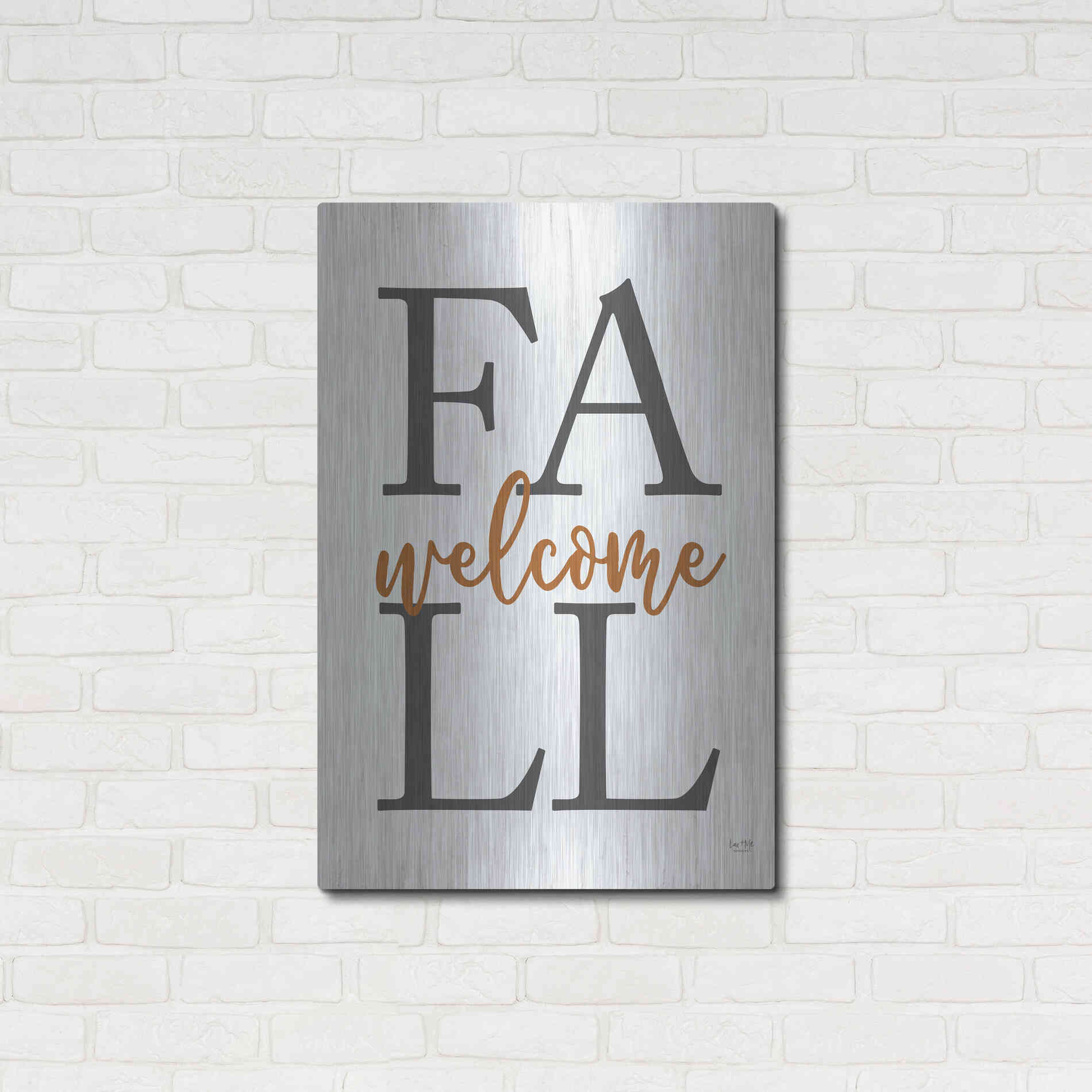 Luxe Metal Art 'Welcome Fall' by Lux + Me Designs, Metal Wall Art,24x36