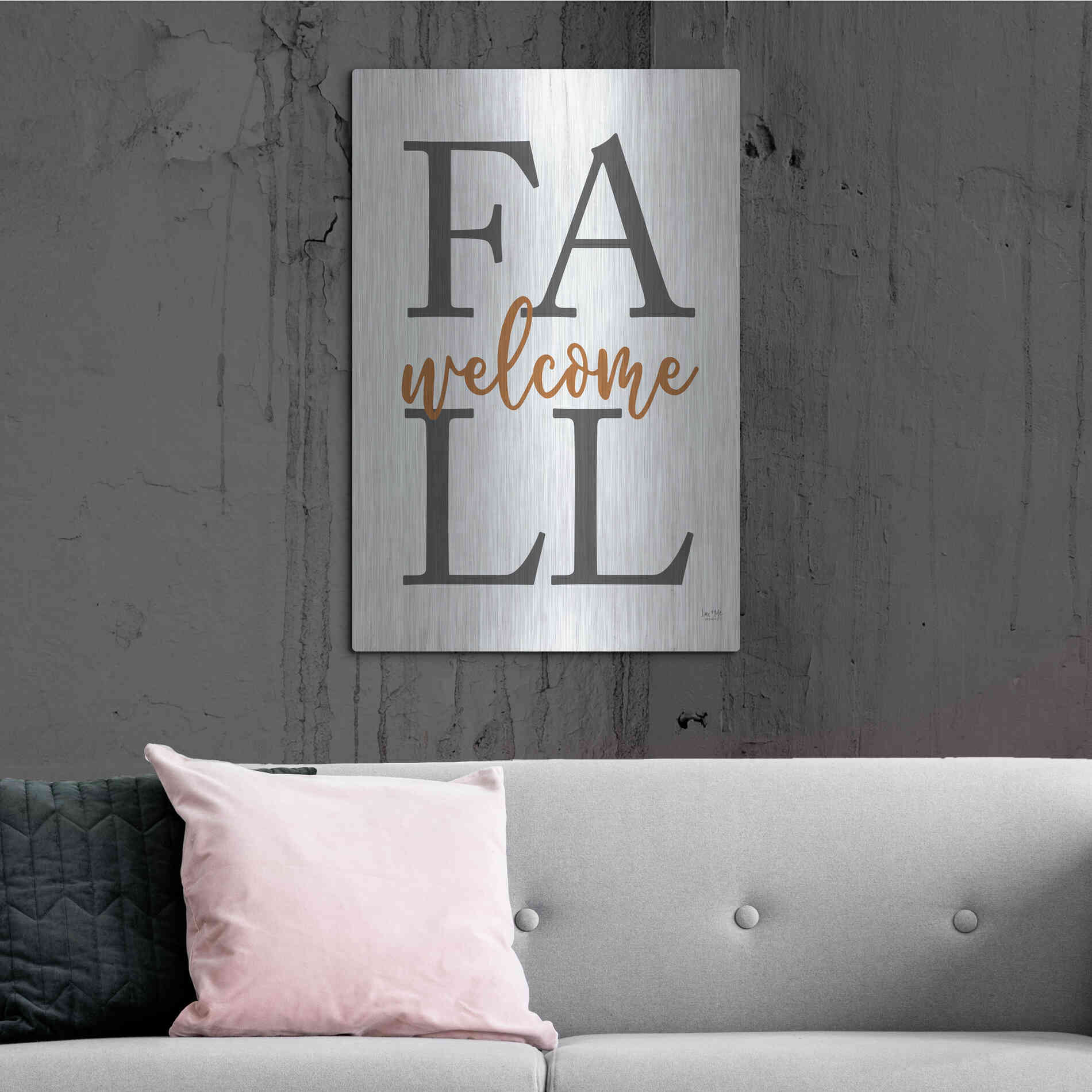 Luxe Metal Art 'Welcome Fall' by Lux + Me Designs, Metal Wall Art,24x36