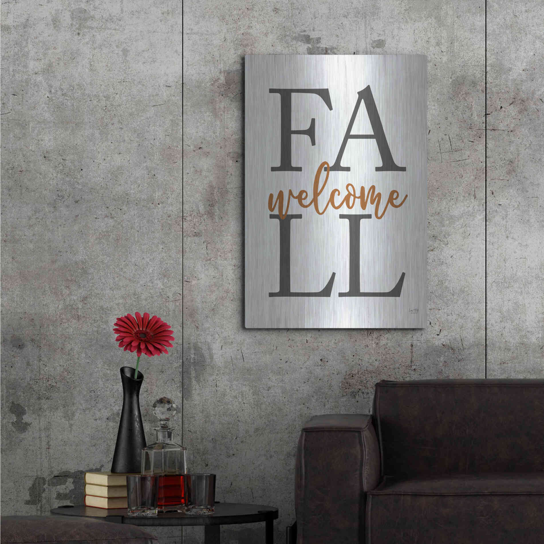 Luxe Metal Art 'Welcome Fall' by Lux + Me Designs, Metal Wall Art,24x36