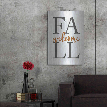 Luxe Metal Art 'Welcome Fall' by Lux + Me Designs, Metal Wall Art,24x36
