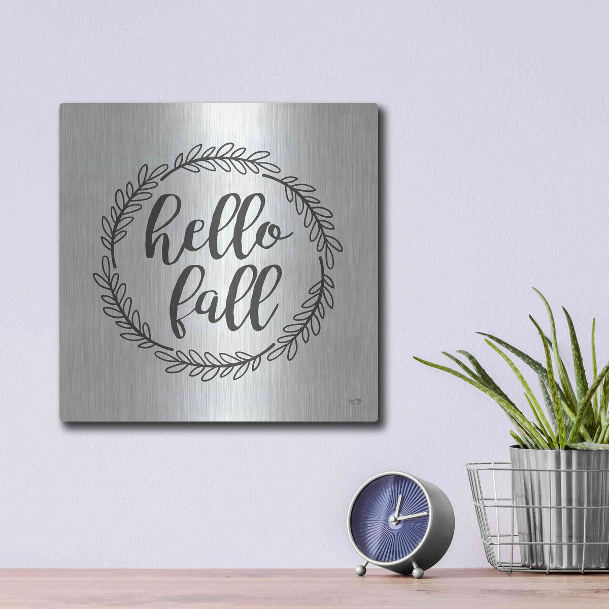 Luxe Metal Art 'Hello Fall Simple' by Lux + Me Designs, Metal Wall Art,12x12