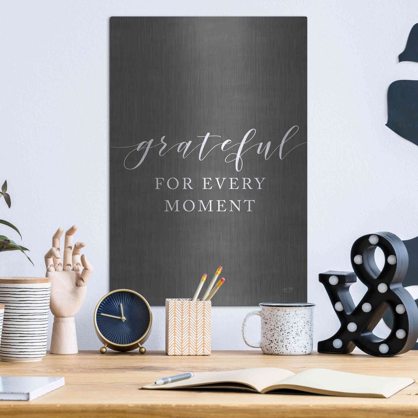 Luxe Metal Art 'Grateful for Every Moment' by Lux + Me Designs, Metal Wall Art,12x16