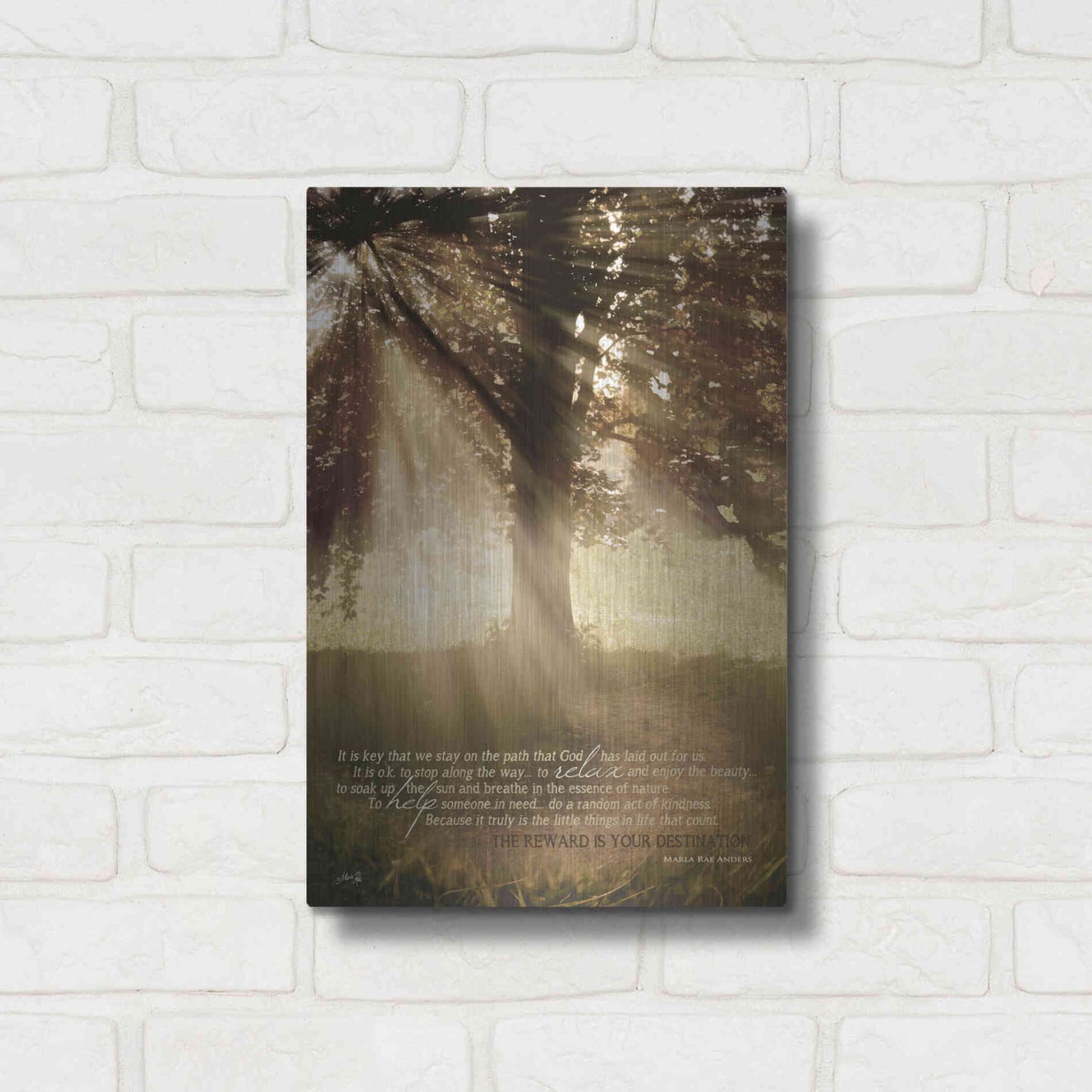 Luxe Metal Art 'Stay on the Path' by Marla Rae, Metal Wall Art,12x16