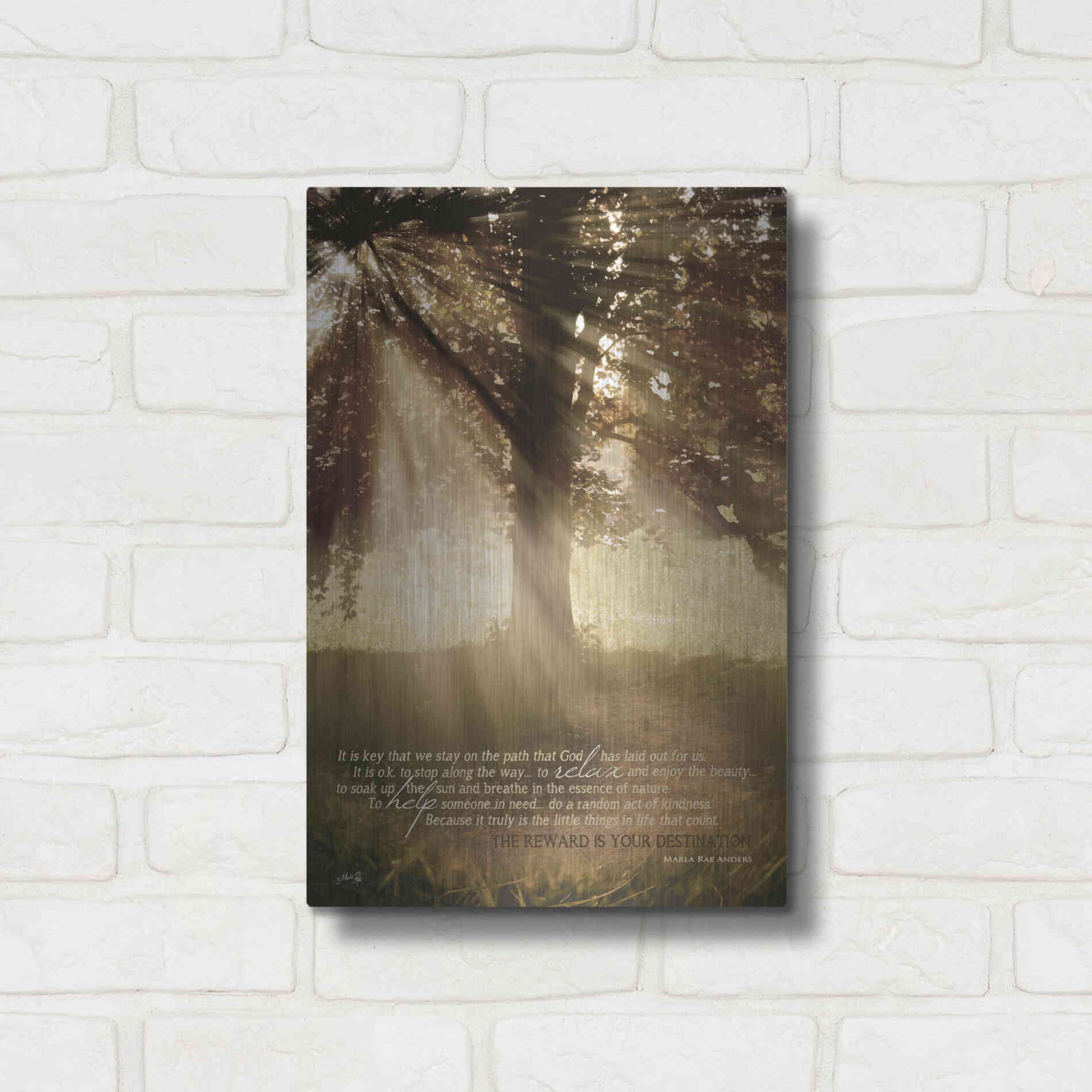Luxe Metal Art 'Stay on the Path' by Marla Rae, Metal Wall Art,12x16