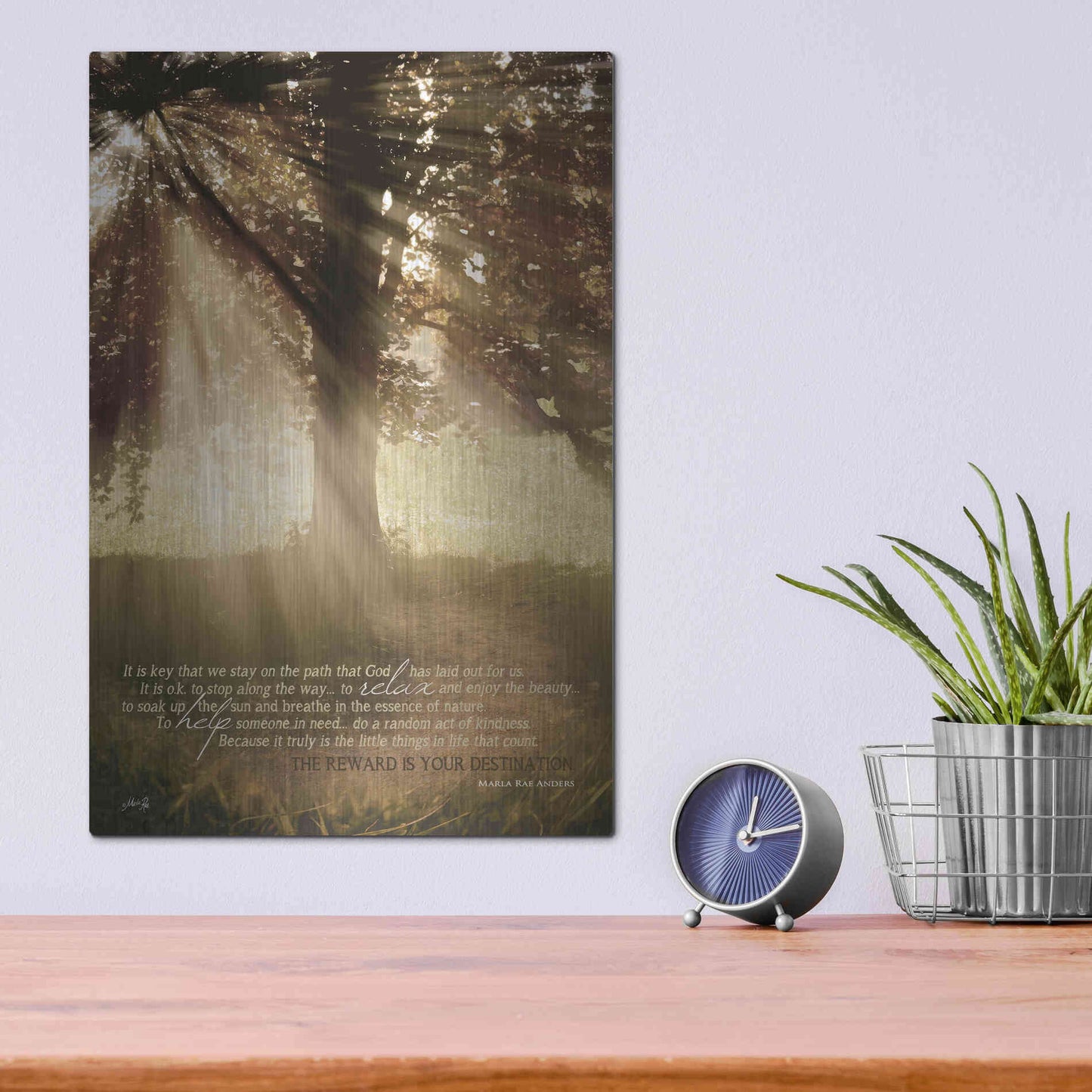 Luxe Metal Art 'Stay on the Path' by Marla Rae, Metal Wall Art,12x16