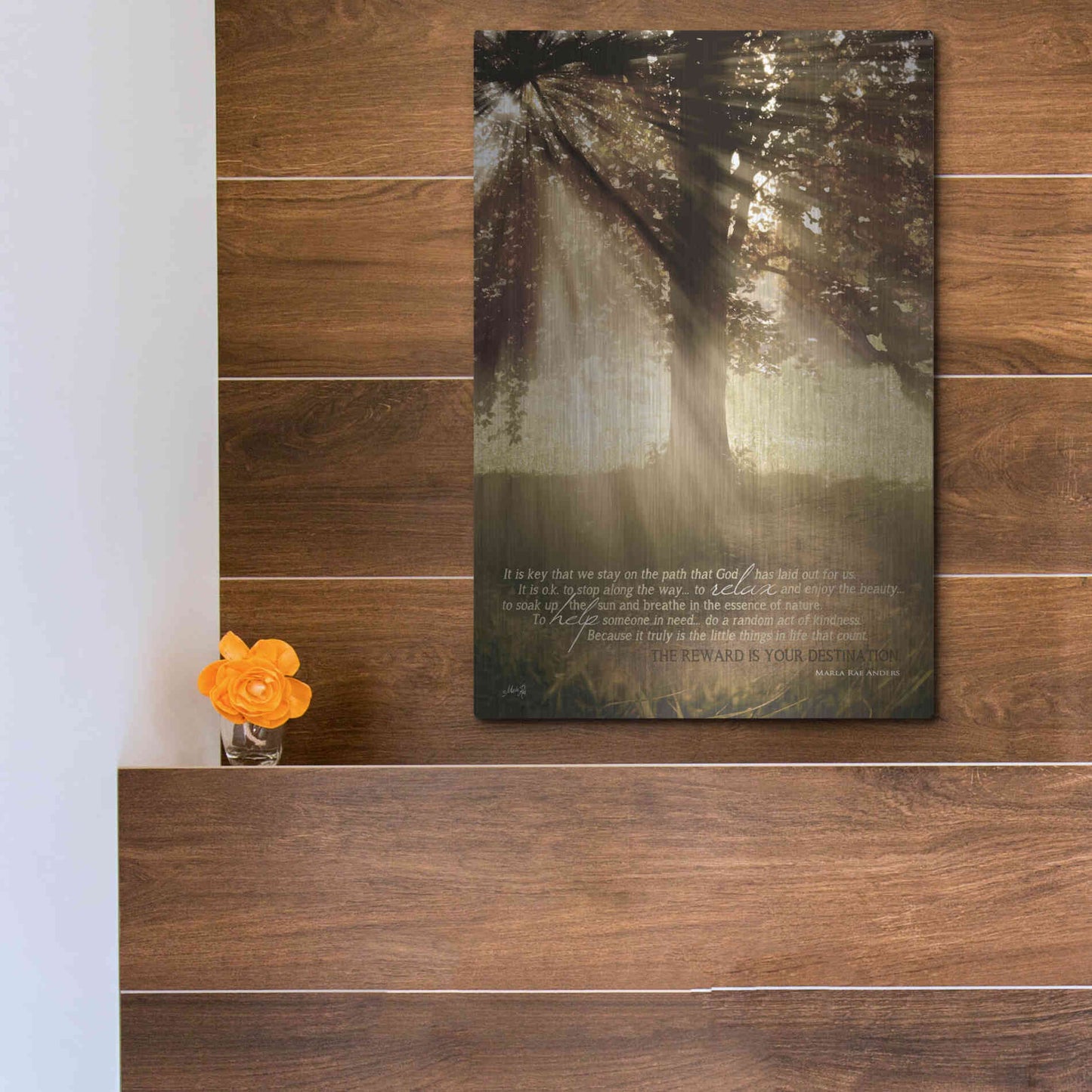 Luxe Metal Art 'Stay on the Path' by Marla Rae, Metal Wall Art,12x16