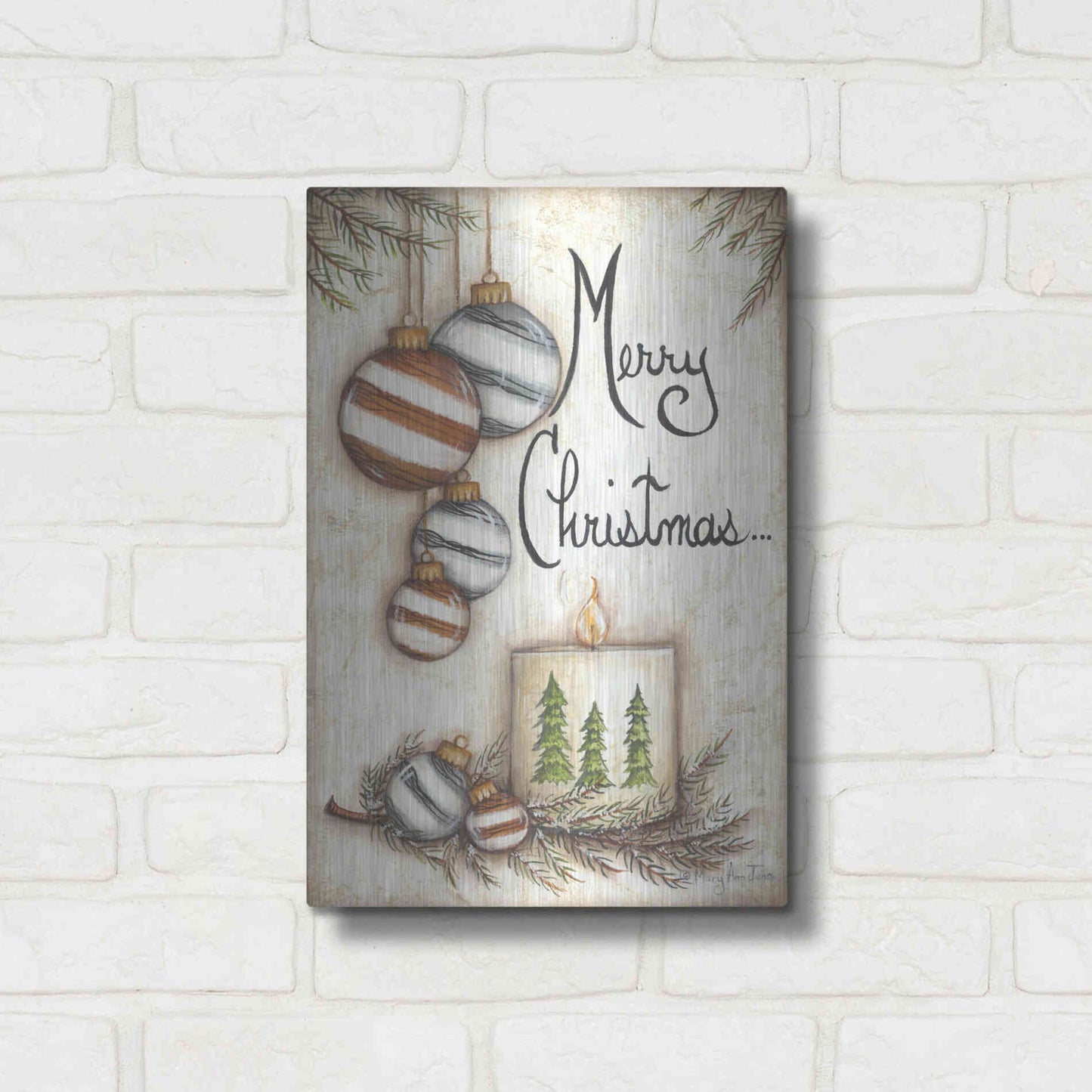 Luxe Metal Art 'Merry Christmas to You' by Mary Ann June, Metal Wall Art,12x16
