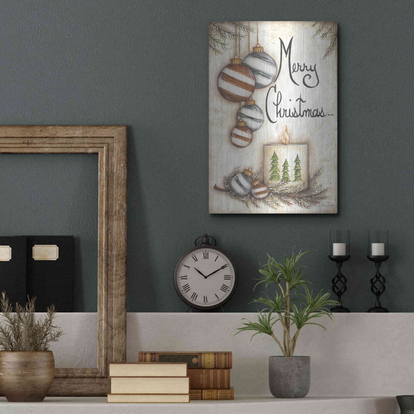 Luxe Metal Art 'Merry Christmas to You' by Mary Ann June, Metal Wall Art,12x16