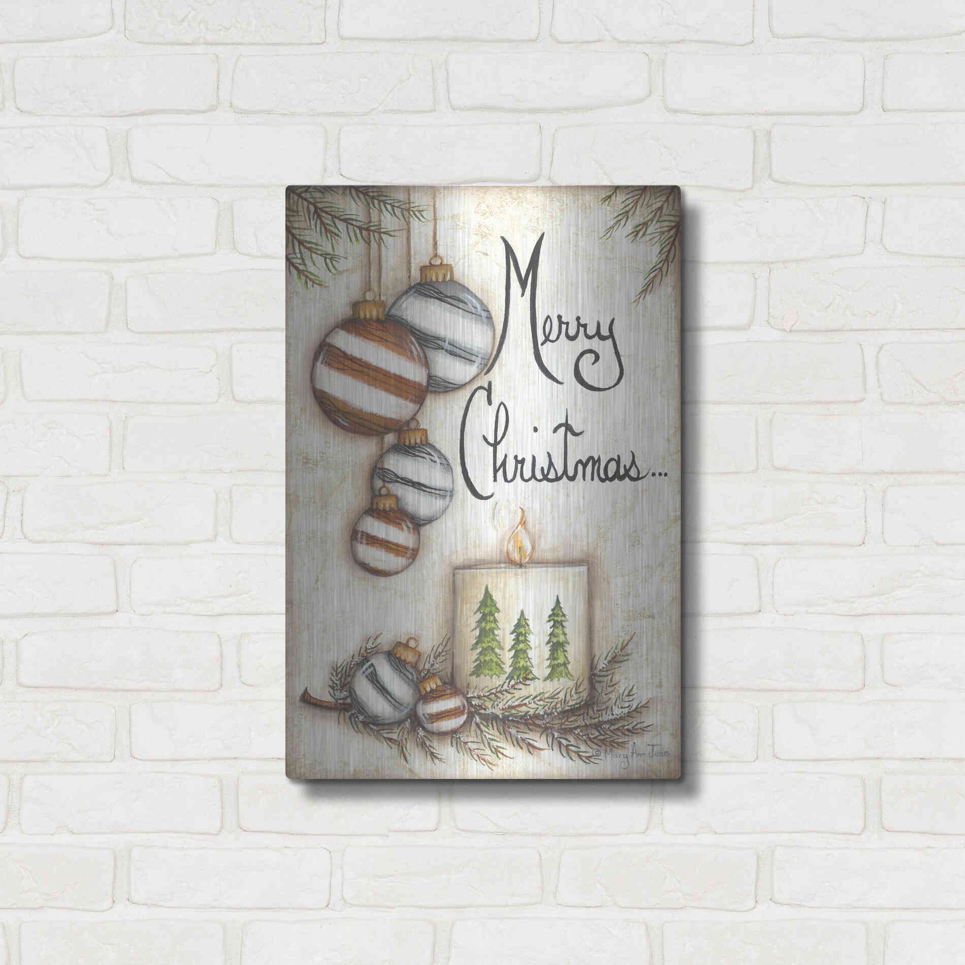 Luxe Metal Art 'Merry Christmas to You' by Mary Ann June, Metal Wall Art,16x24