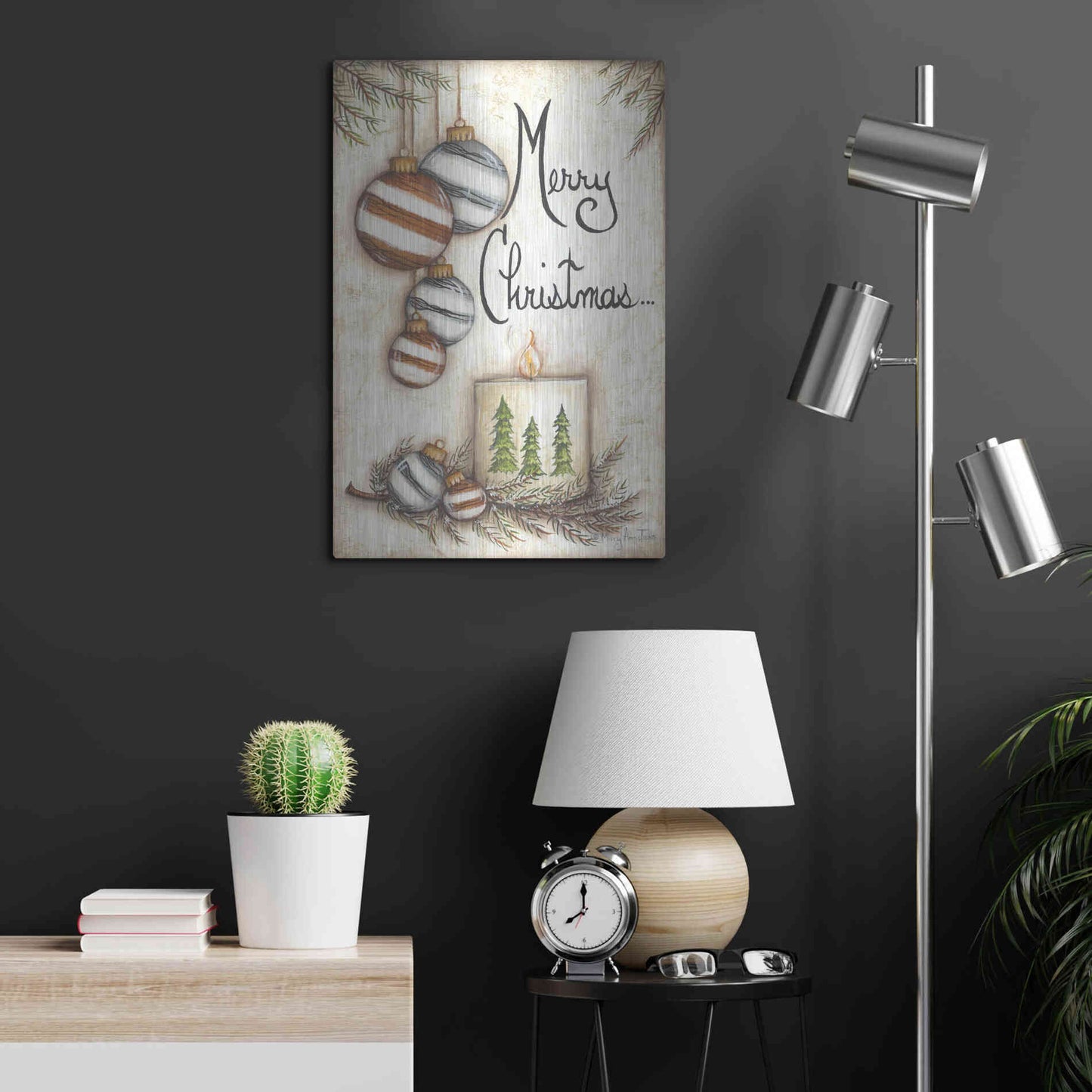 Luxe Metal Art 'Merry Christmas to You' by Mary Ann June, Metal Wall Art,16x24
