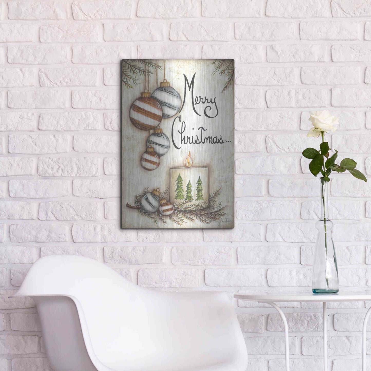 Luxe Metal Art 'Merry Christmas to You' by Mary Ann June, Metal Wall Art,16x24
