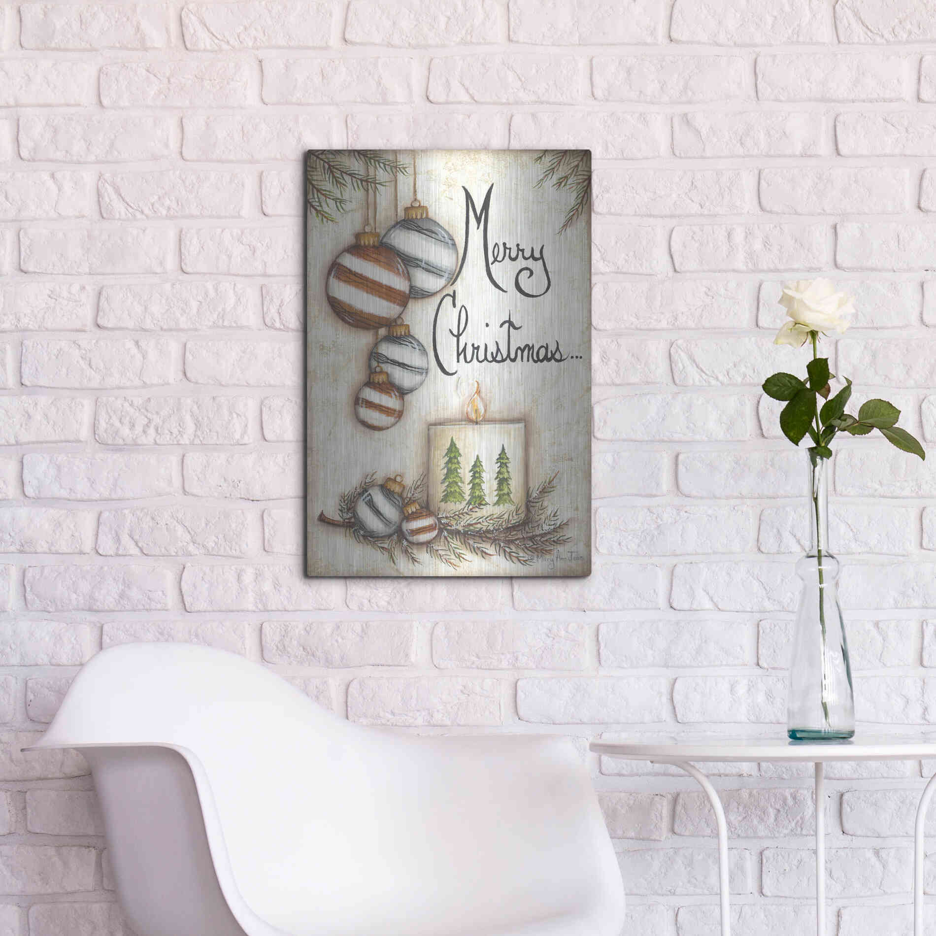 Luxe Metal Art 'Merry Christmas to You' by Mary Ann June, Metal Wall Art,16x24