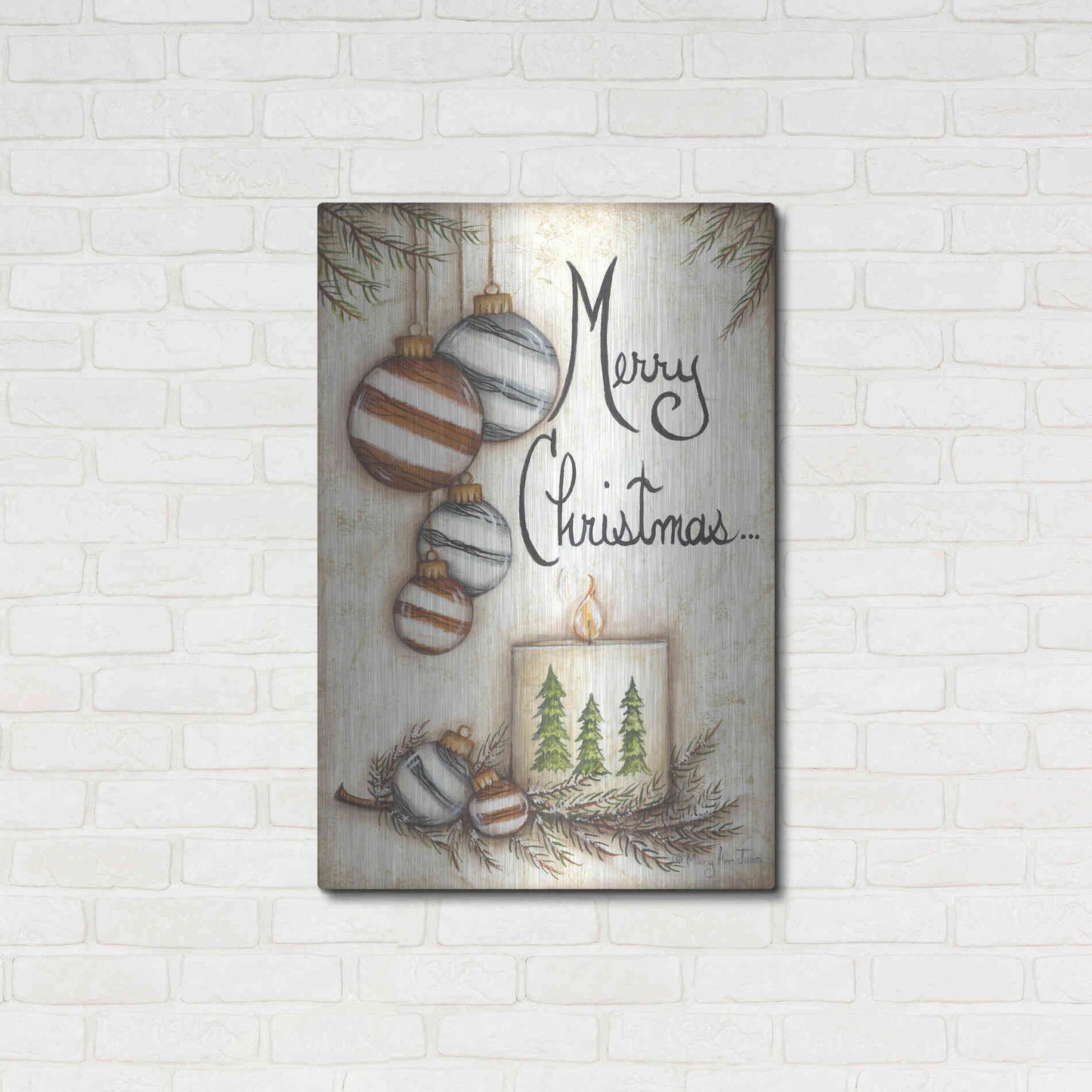 Luxe Metal Art 'Merry Christmas to You' by Mary Ann June, Metal Wall Art,24x36