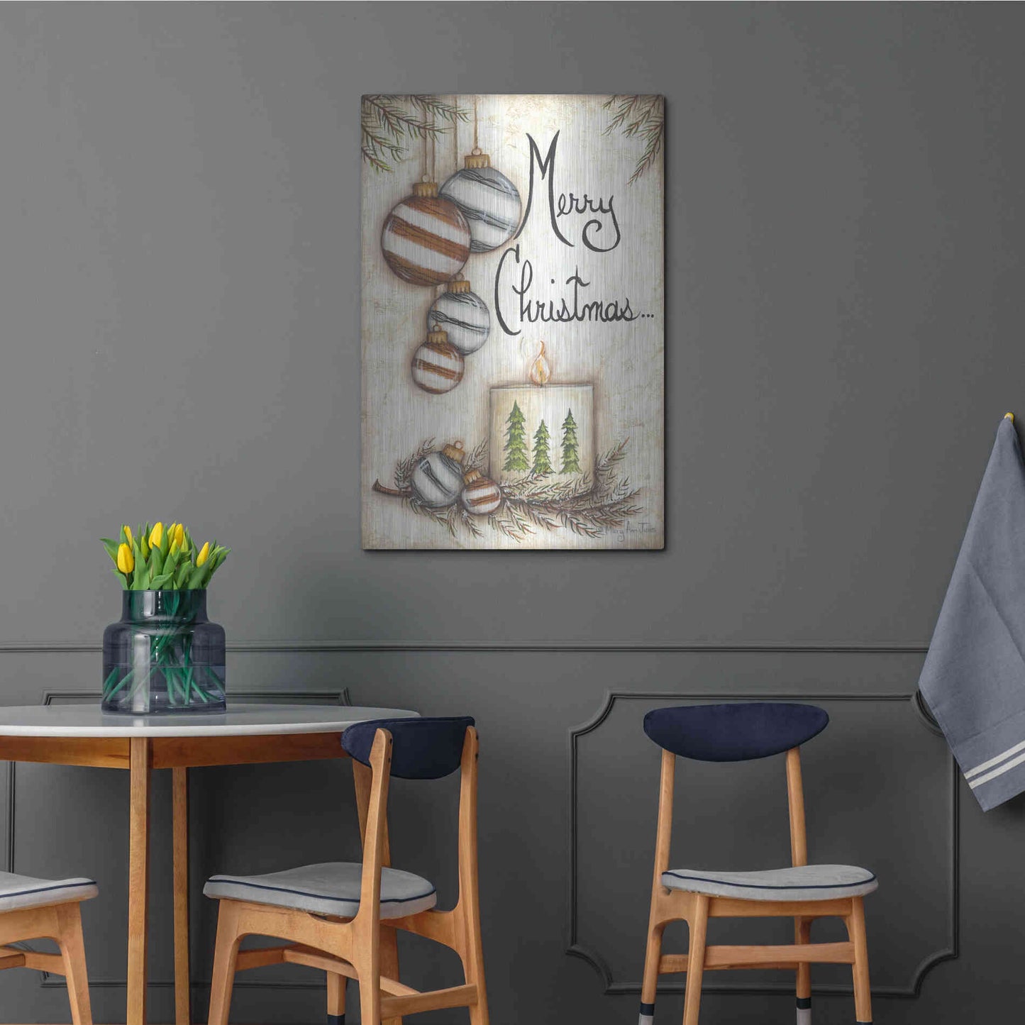 Luxe Metal Art 'Merry Christmas to You' by Mary Ann June, Metal Wall Art,24x36