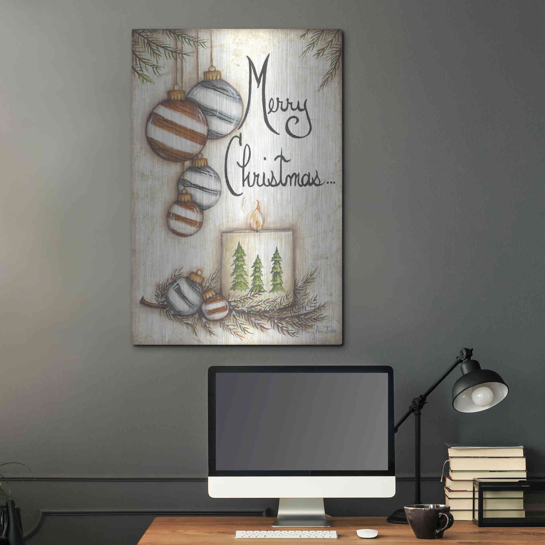 Luxe Metal Art 'Merry Christmas to You' by Mary Ann June, Metal Wall Art,24x36
