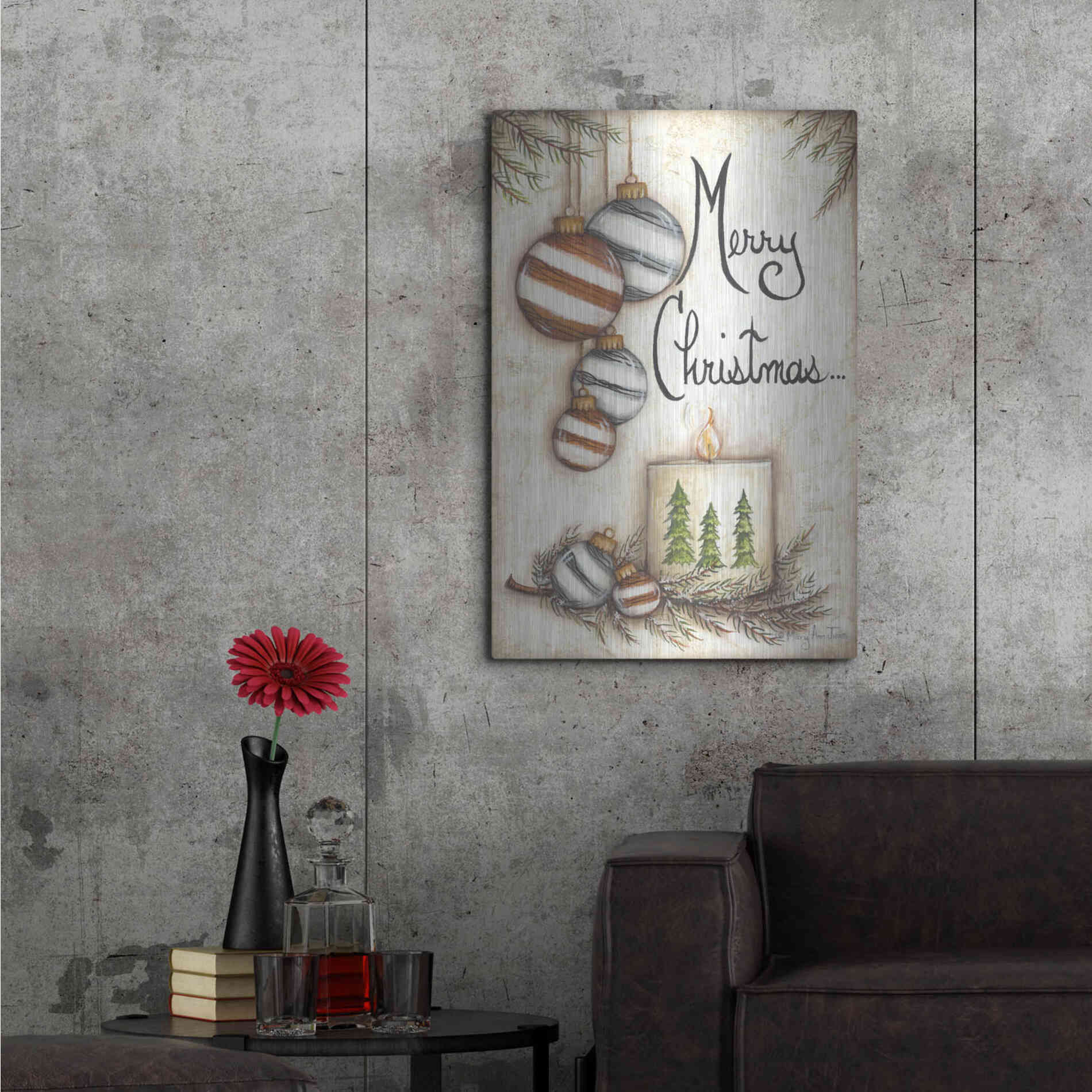 Luxe Metal Art 'Merry Christmas to You' by Mary Ann June, Metal Wall Art,24x36