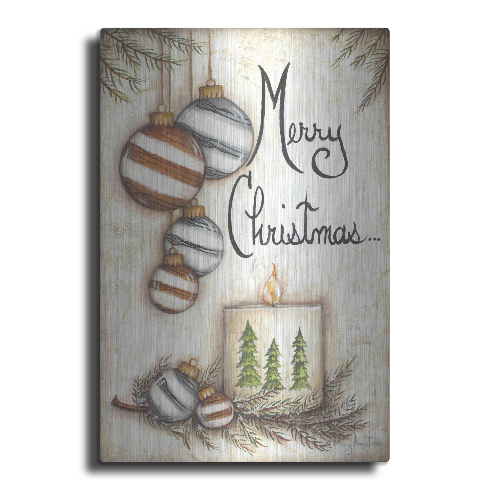 Luxe Metal Art 'Merry Christmas to You' by Mary Ann June, Metal Wall Art