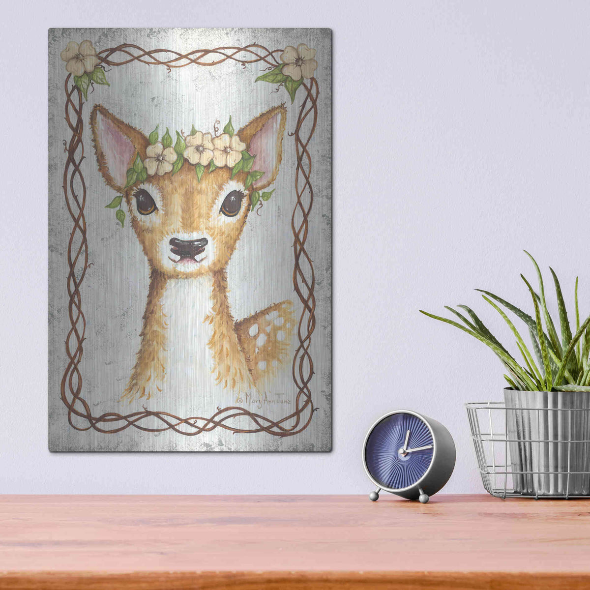 Luxe Metal Art 'Deer' by Mary Ann June, Metal Wall Art,12x16