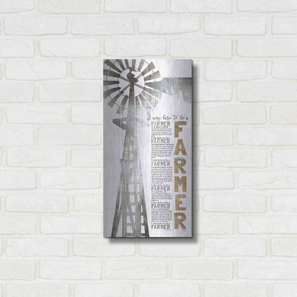 Luxe Metal Art 'Born to be a Farmer' by Marla Rae, Metal Wall Art,12x24