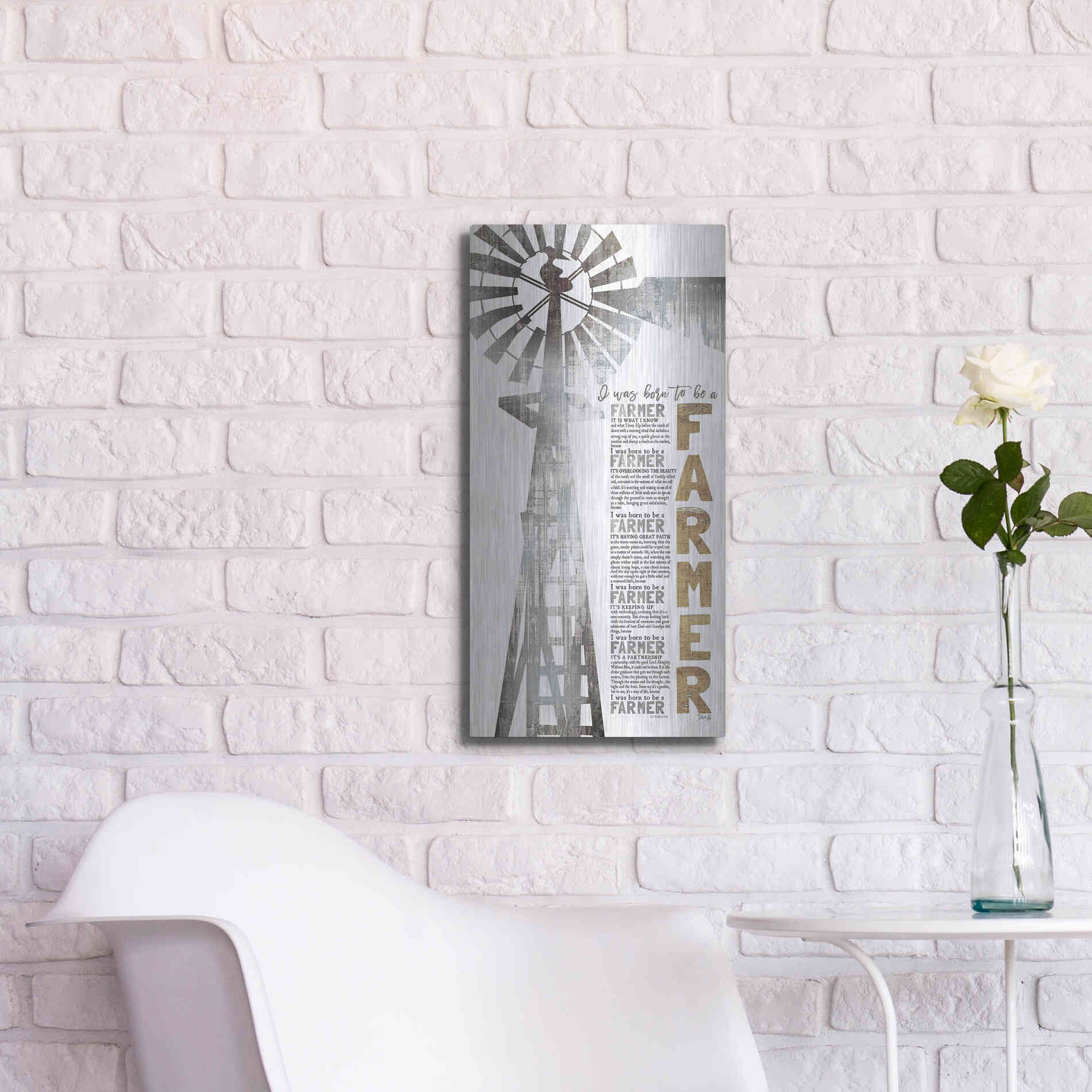 Luxe Metal Art 'Born to be a Farmer' by Marla Rae, Metal Wall Art,12x24