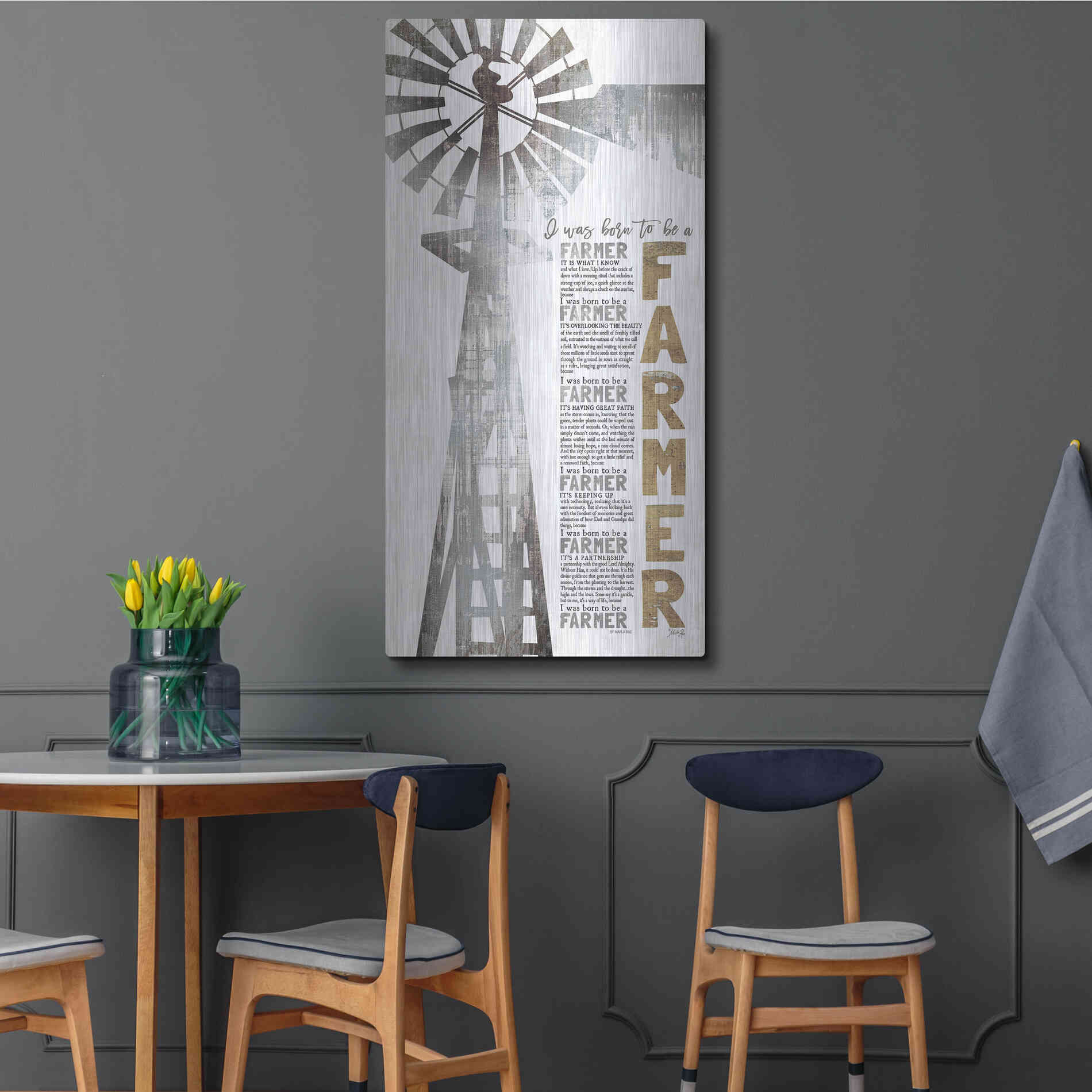 Luxe Metal Art 'Born to be a Farmer' by Marla Rae, Metal Wall Art,24x48