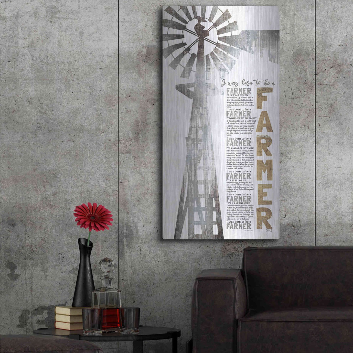 Luxe Metal Art 'Born to be a Farmer' by Marla Rae, Metal Wall Art,24x48